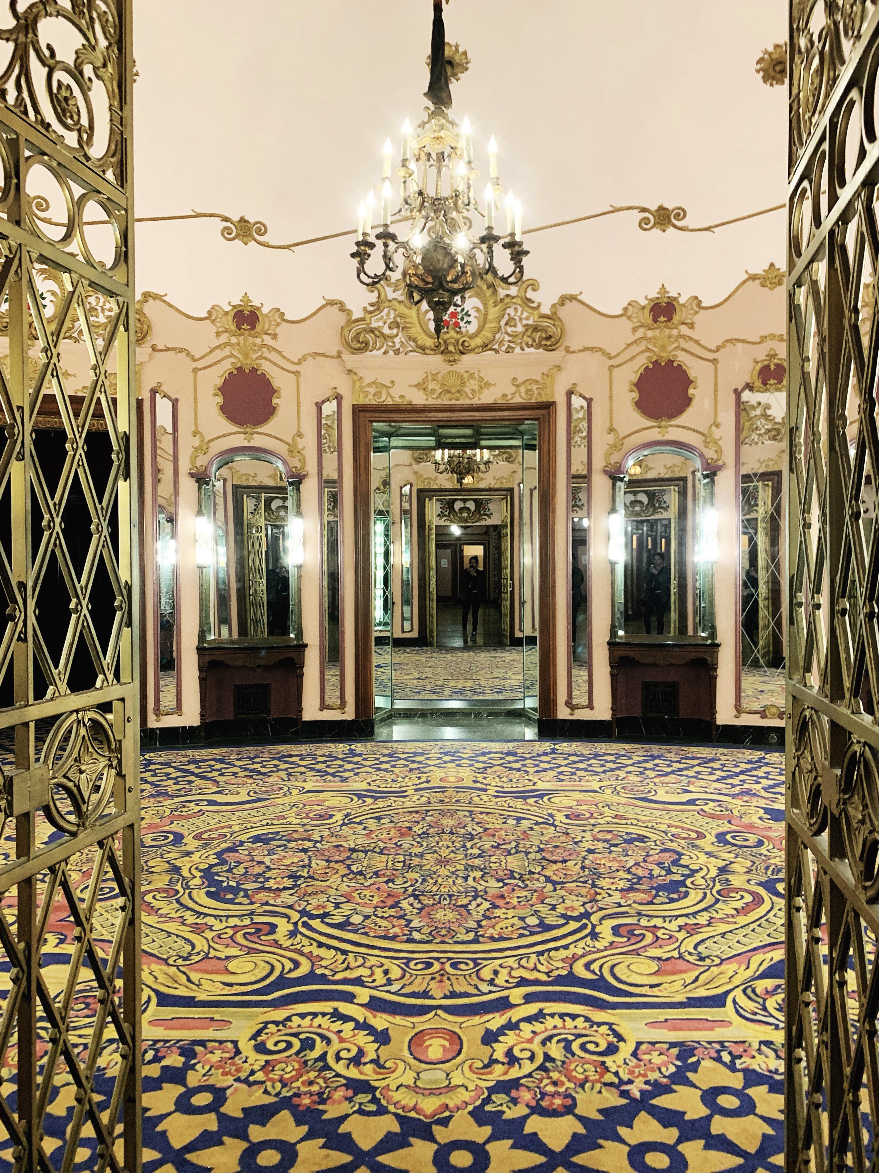 This hall of mirrors is only the entrance to one of the bathrooms at