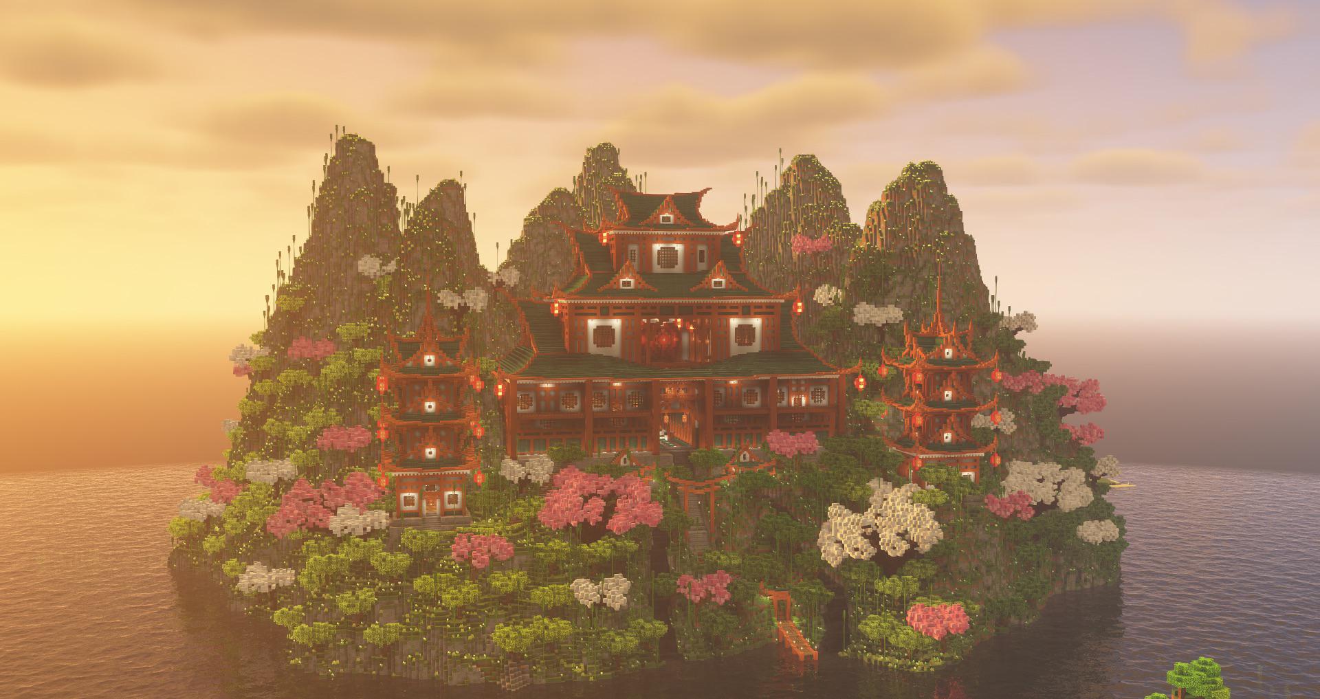 I built a giant Japanese temple r/Minecraftbuilds