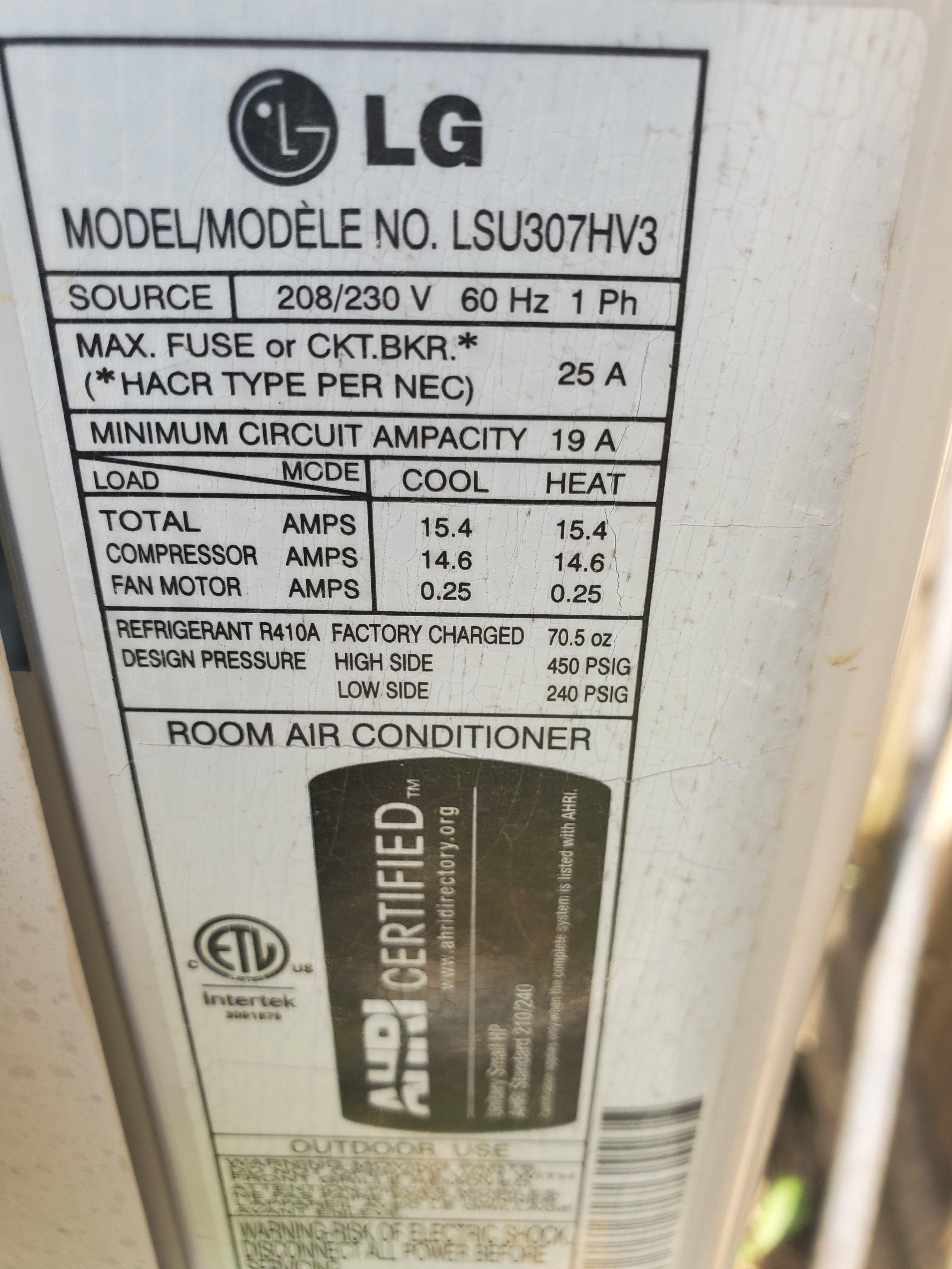 LG mini split pumps down in cool mode, runs fine in heat. Metering