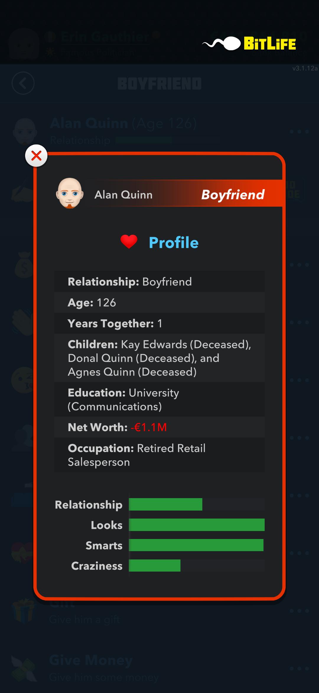 My boyfriend is 126 r/BitLifeApp