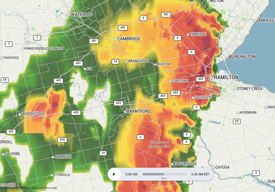 weather radar at 505 am r/Hamilton