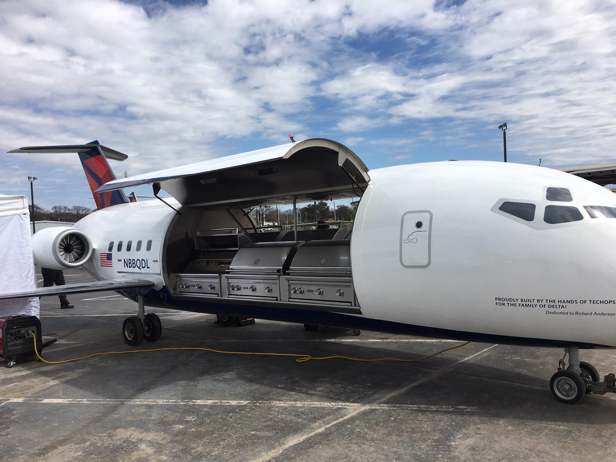 Grill made to look like a Delta plane r/mildlyinteresting