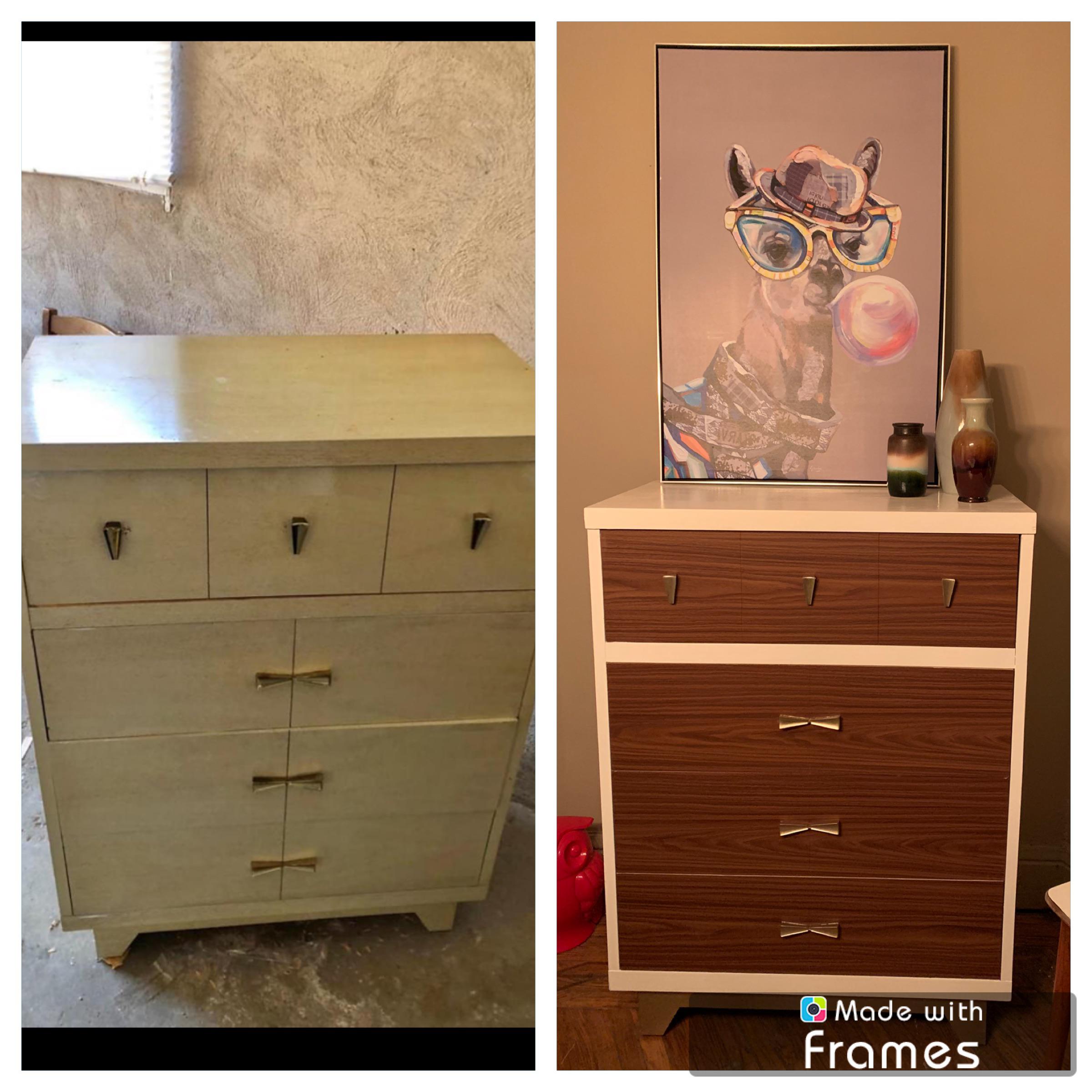Found the dresser cheap on marketplace. An afternoon upcycle project and now I love it. r
