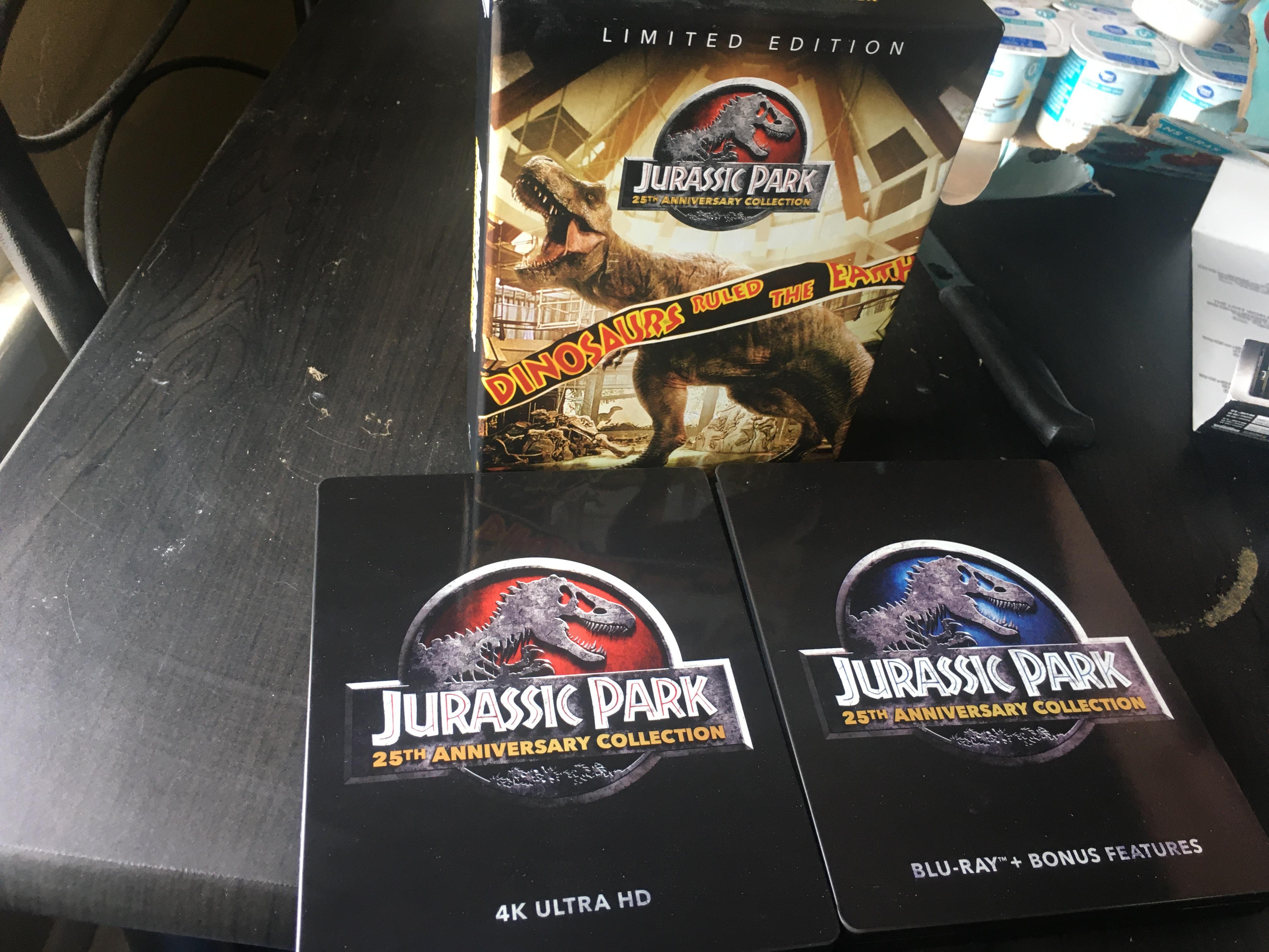 Just got the beautiful Best Buy exclusive steelbook box set of the Jurassic Park 25th