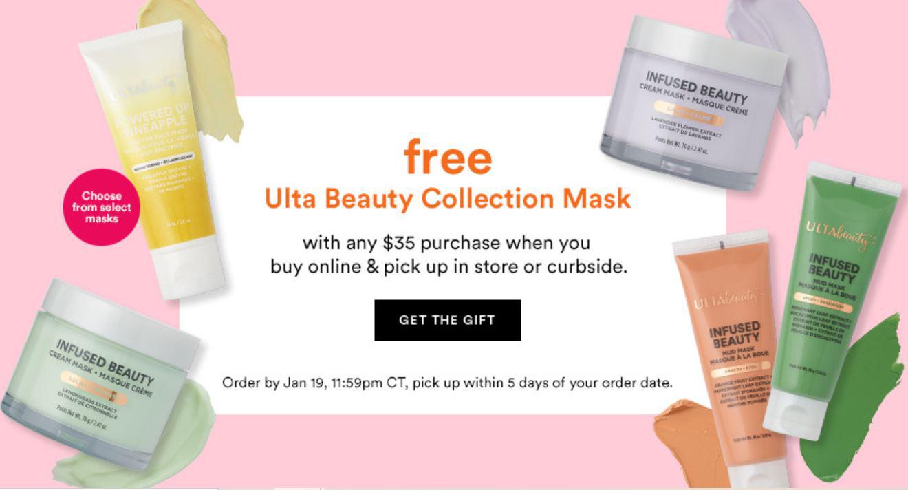 Ulta free select Ulta Beauty Collection Mask with any 35 BOPIS