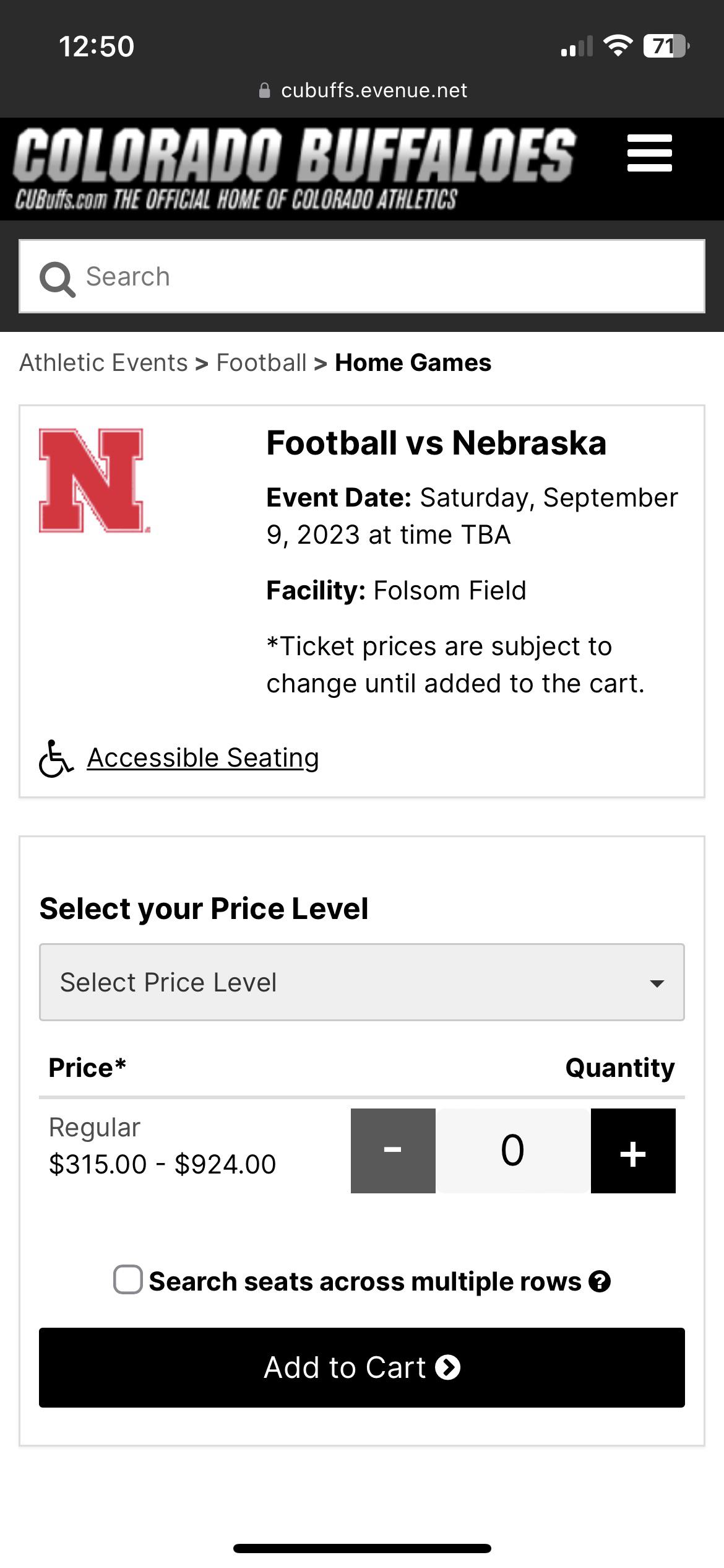 Colorado/Nebraska Tickets r/Huskers