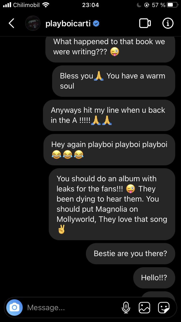 Rhonnie Lee's leaked messages with carti : playboicarti