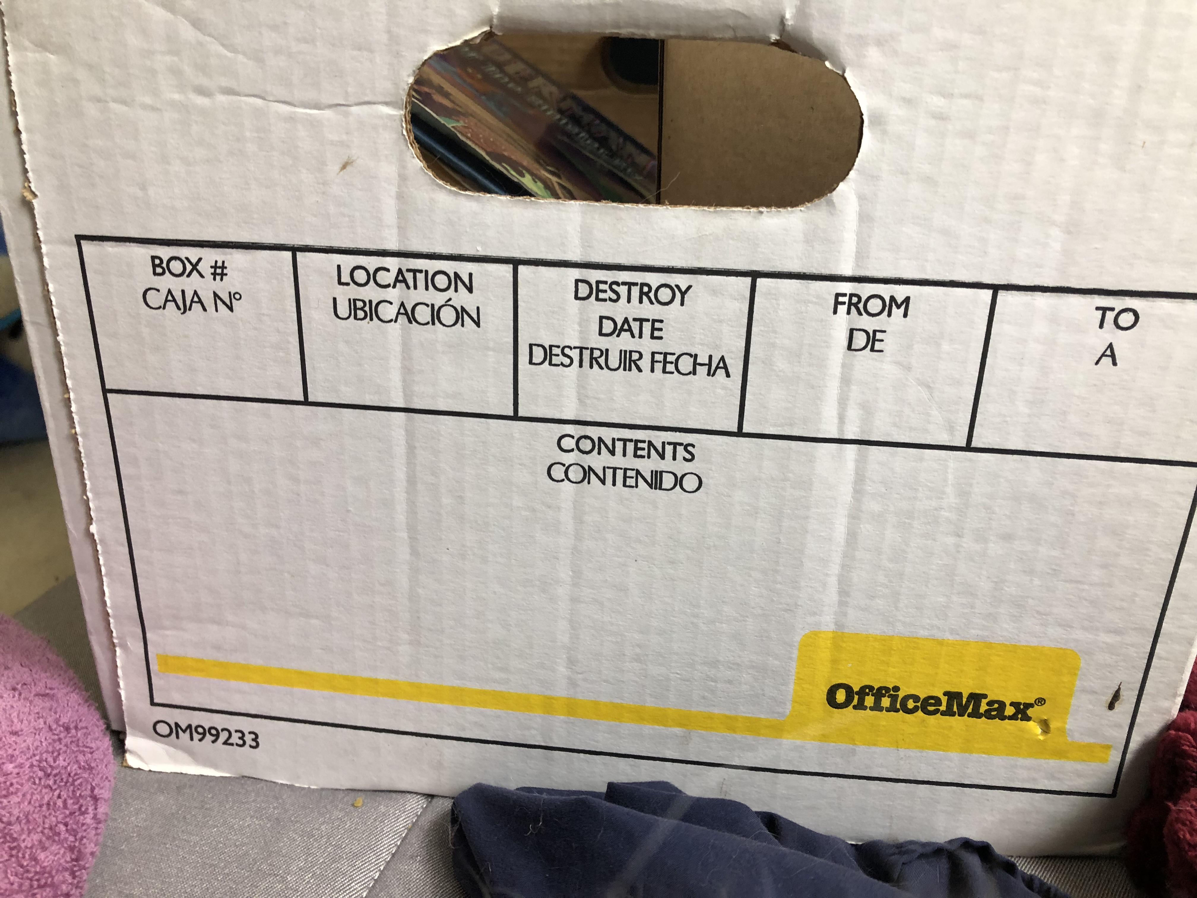 OfficeMax box has a section for “Destroy Date” r/mildlyinteresting