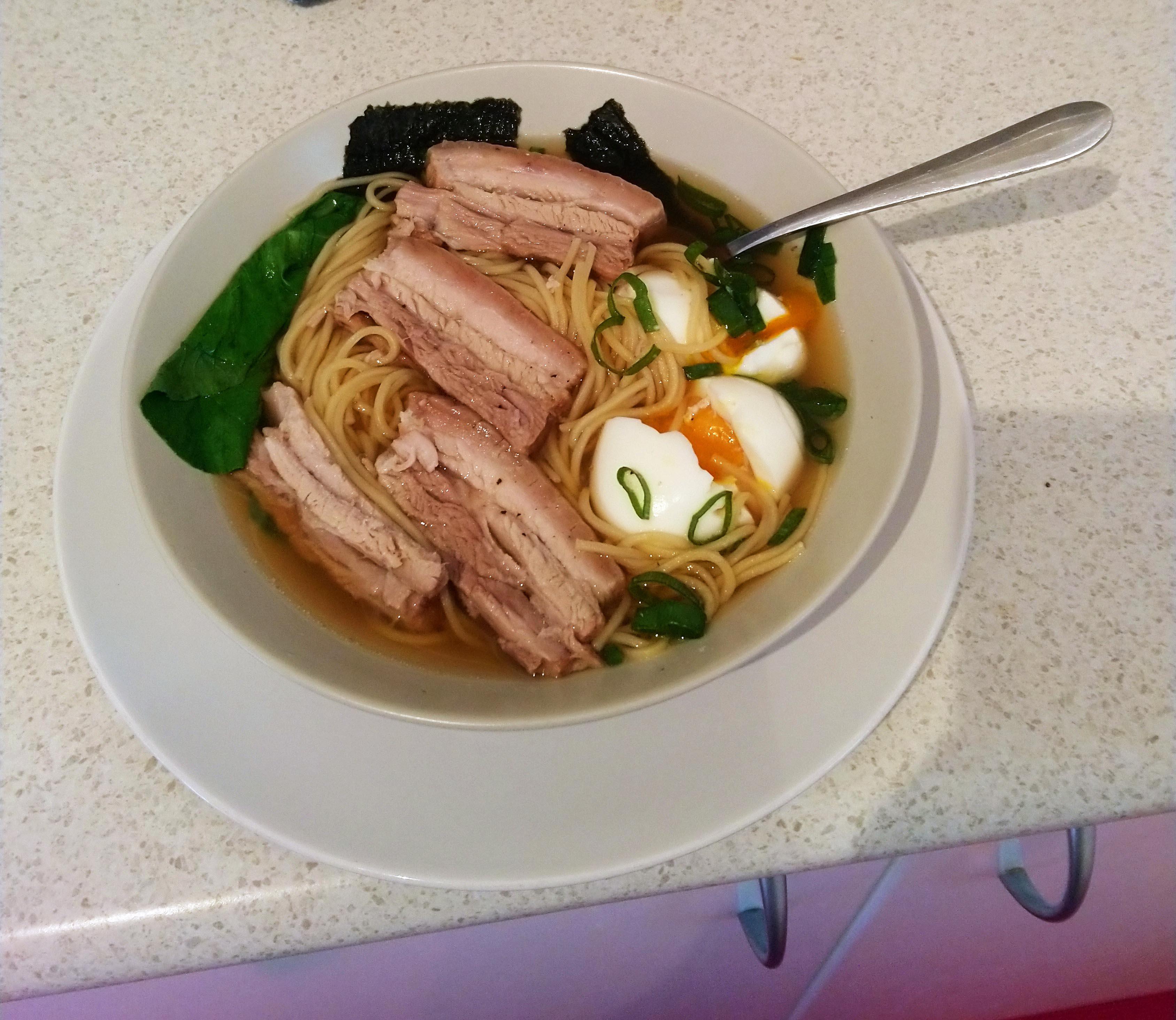 [Homemade] SlowCooker Pork Belly Ramen r/food