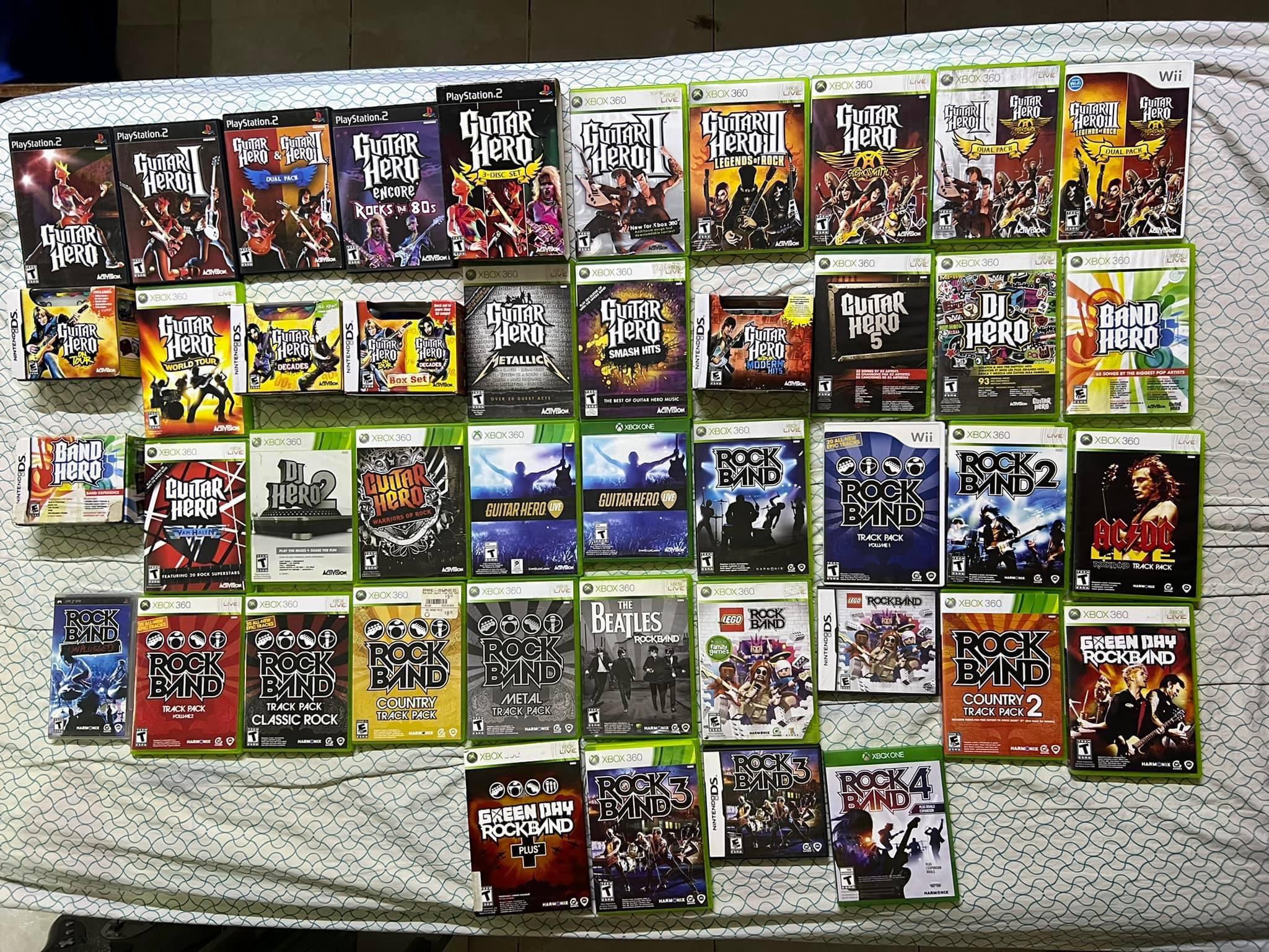 here all rock band and guitar hero games, includes all special versions
