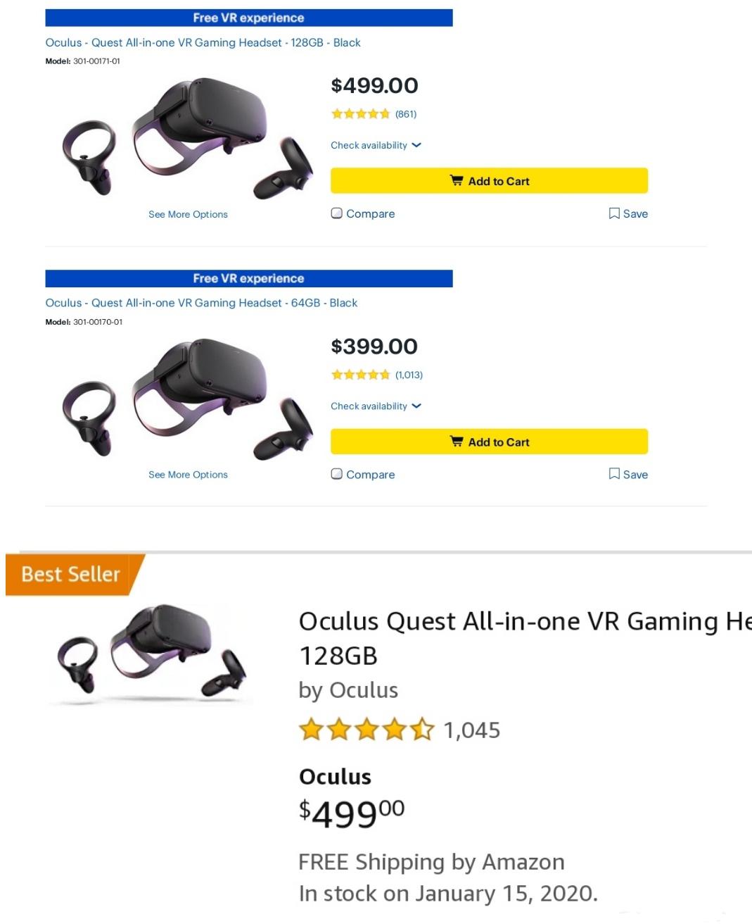 Oculus Quest 64 in stock on Bestbuy. Oculus Quest 128 in stock on