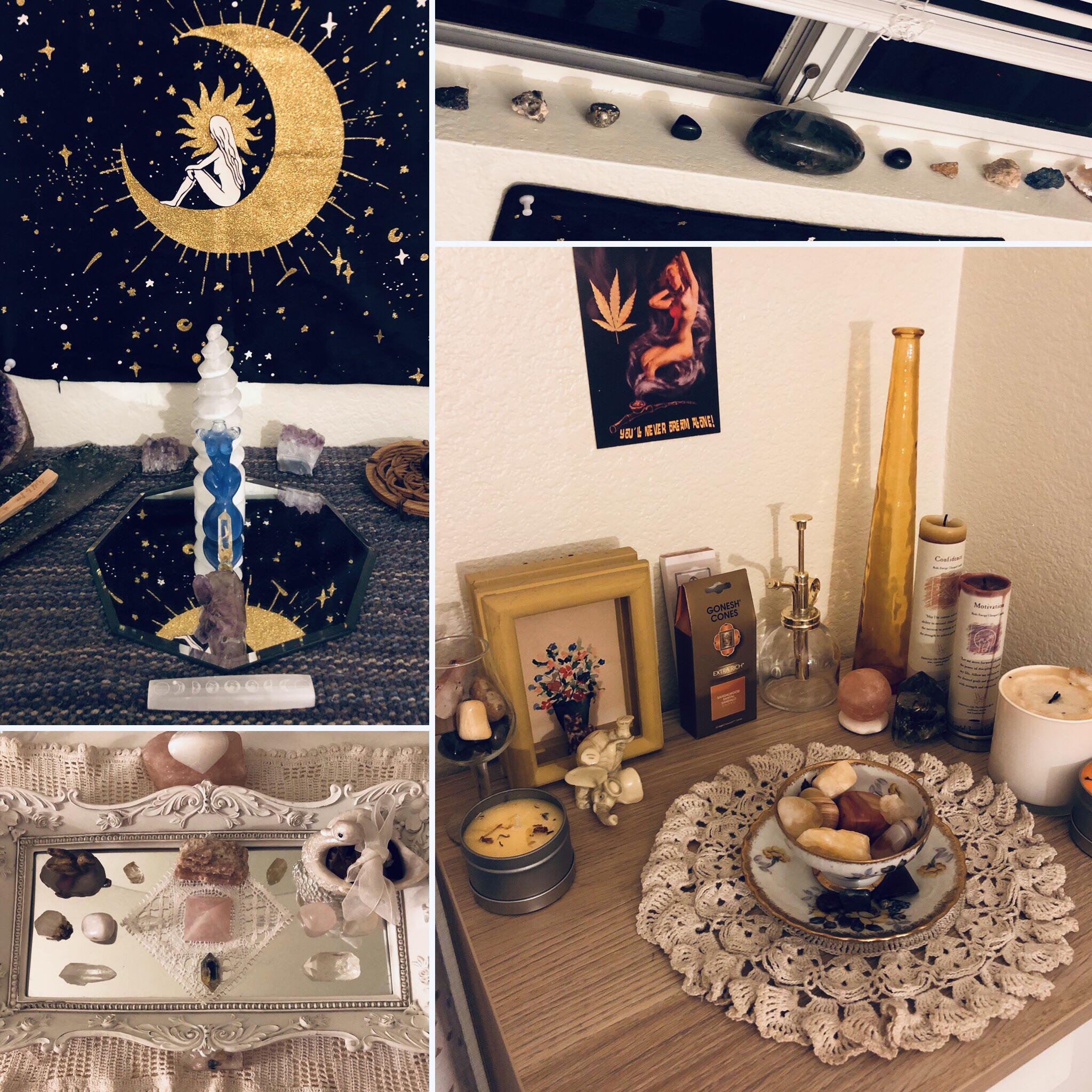 Finally displayed all of my crystals after moving into my new home r