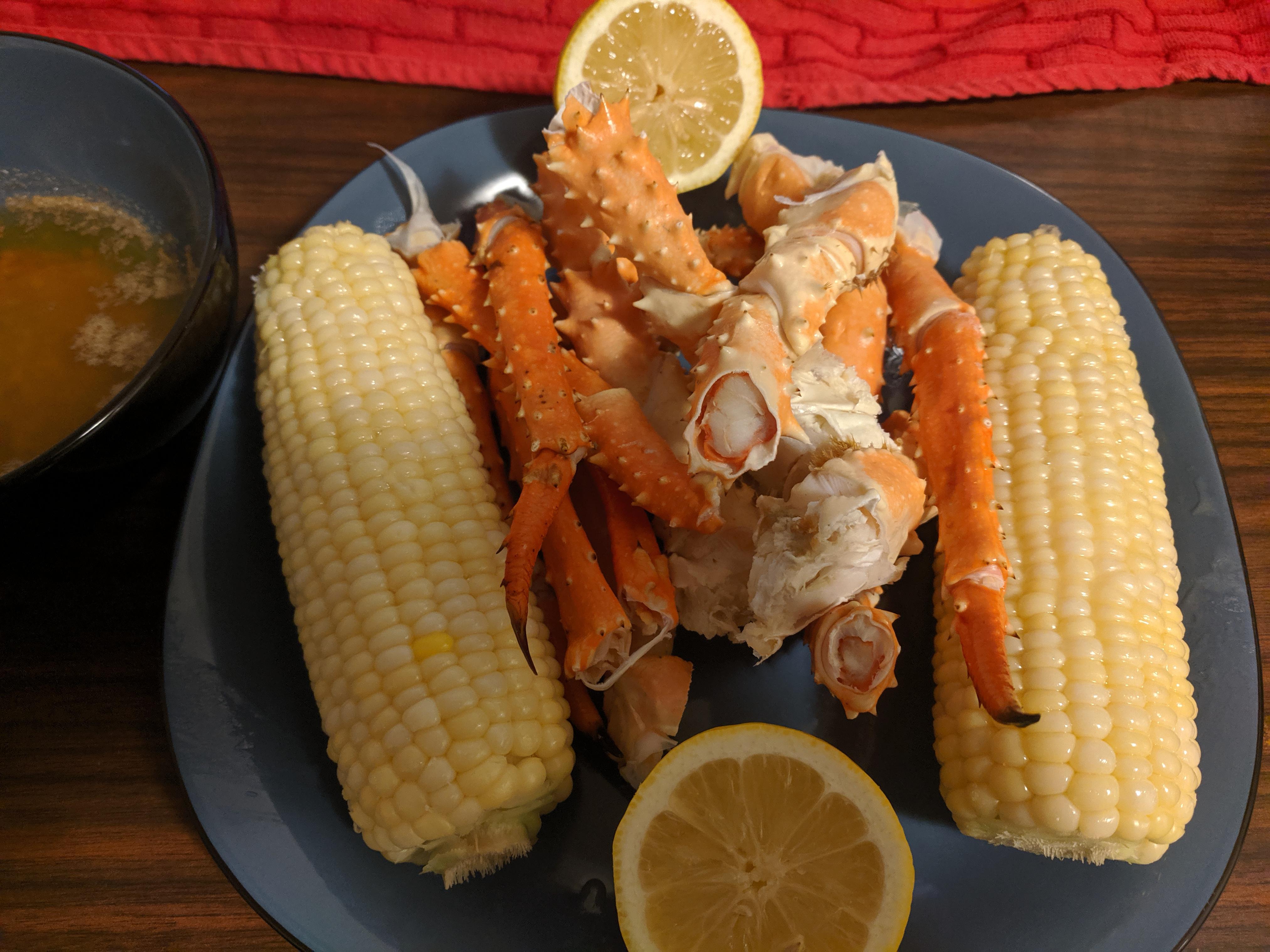[homemade] King Crab and corn on cob r/food