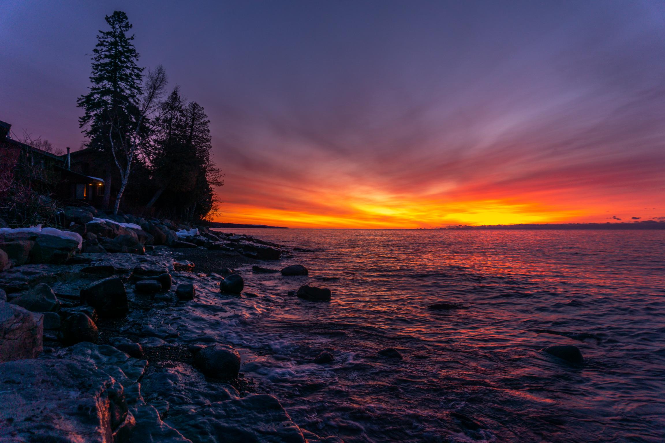 Blazing sunrise on the north shore r/minnesota