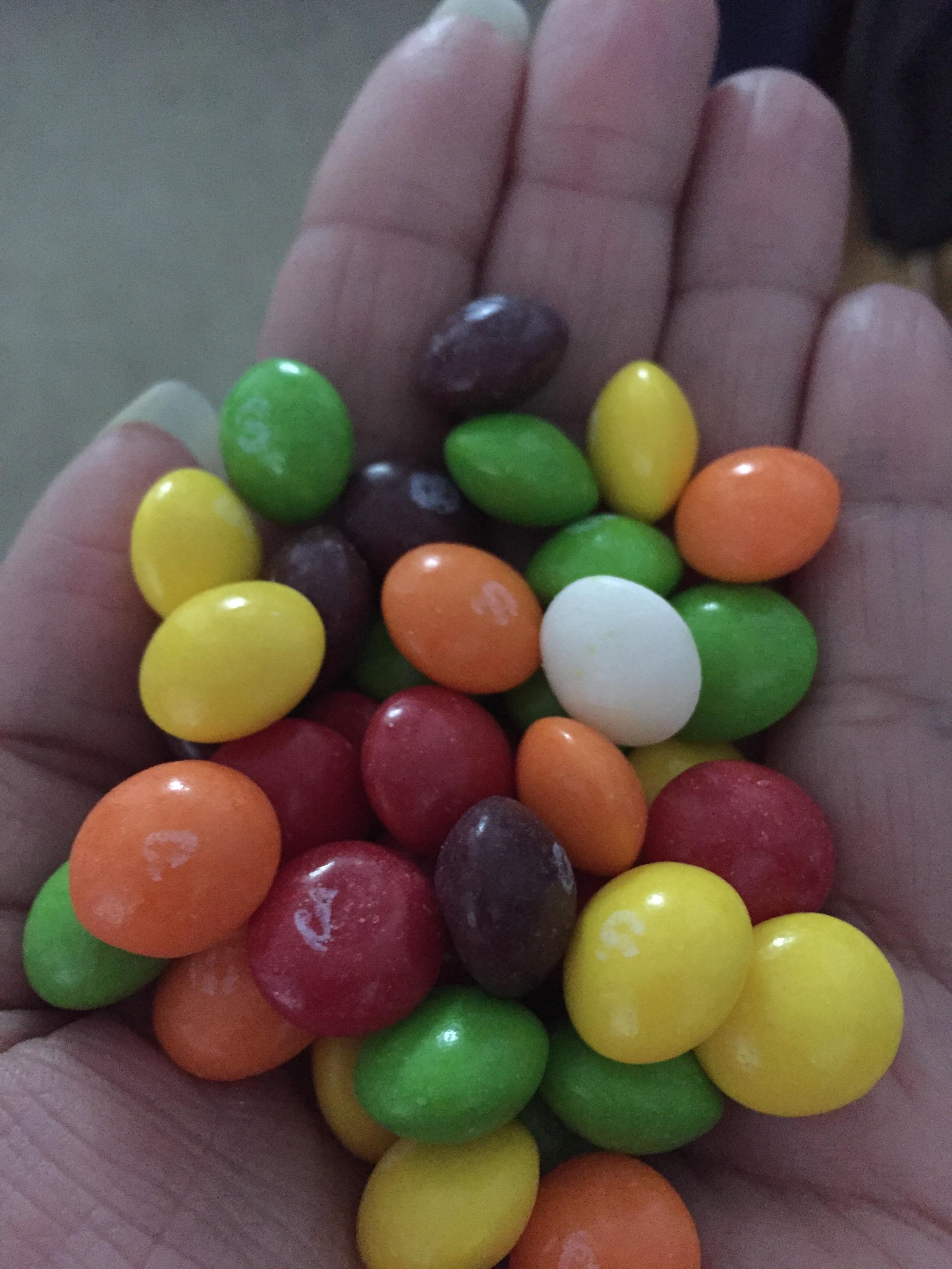 I found a white skittle in my bag. r/pics