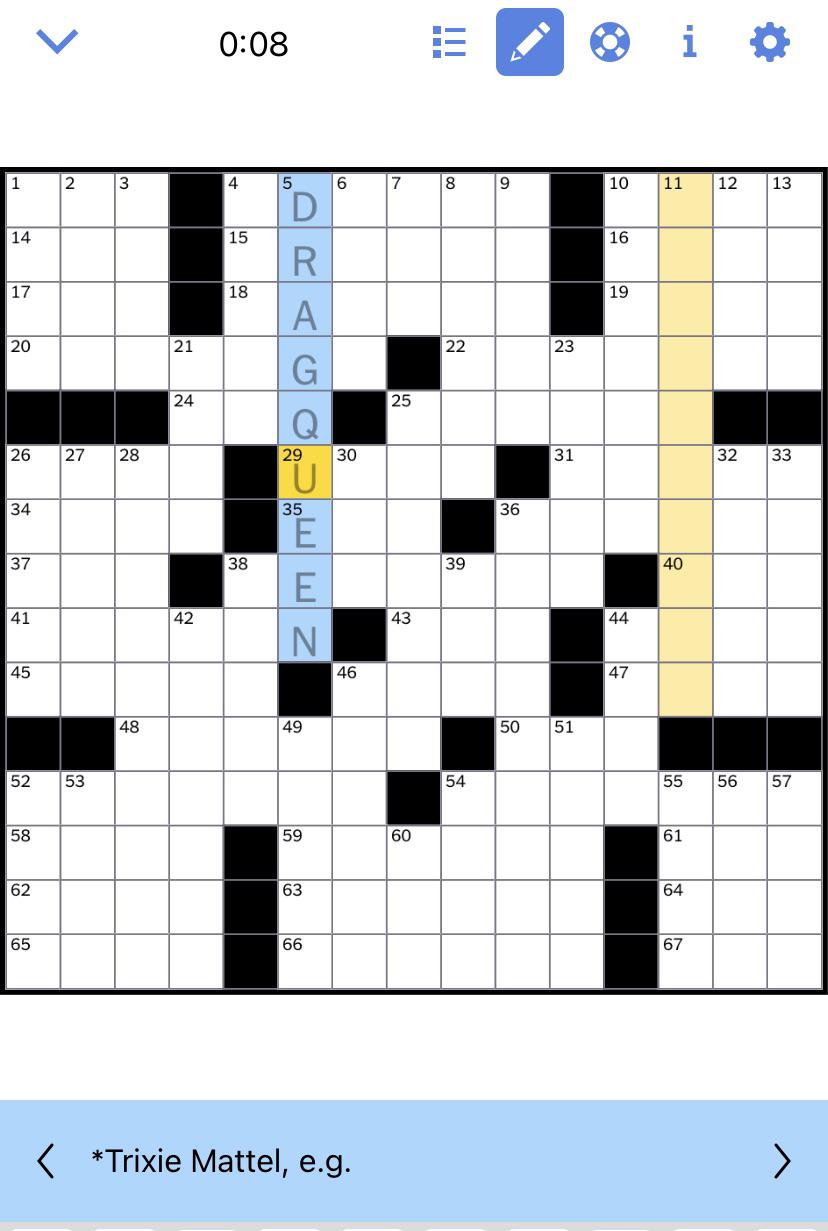Trixie Mattel in today’s NYT Crossword r/dragrace
