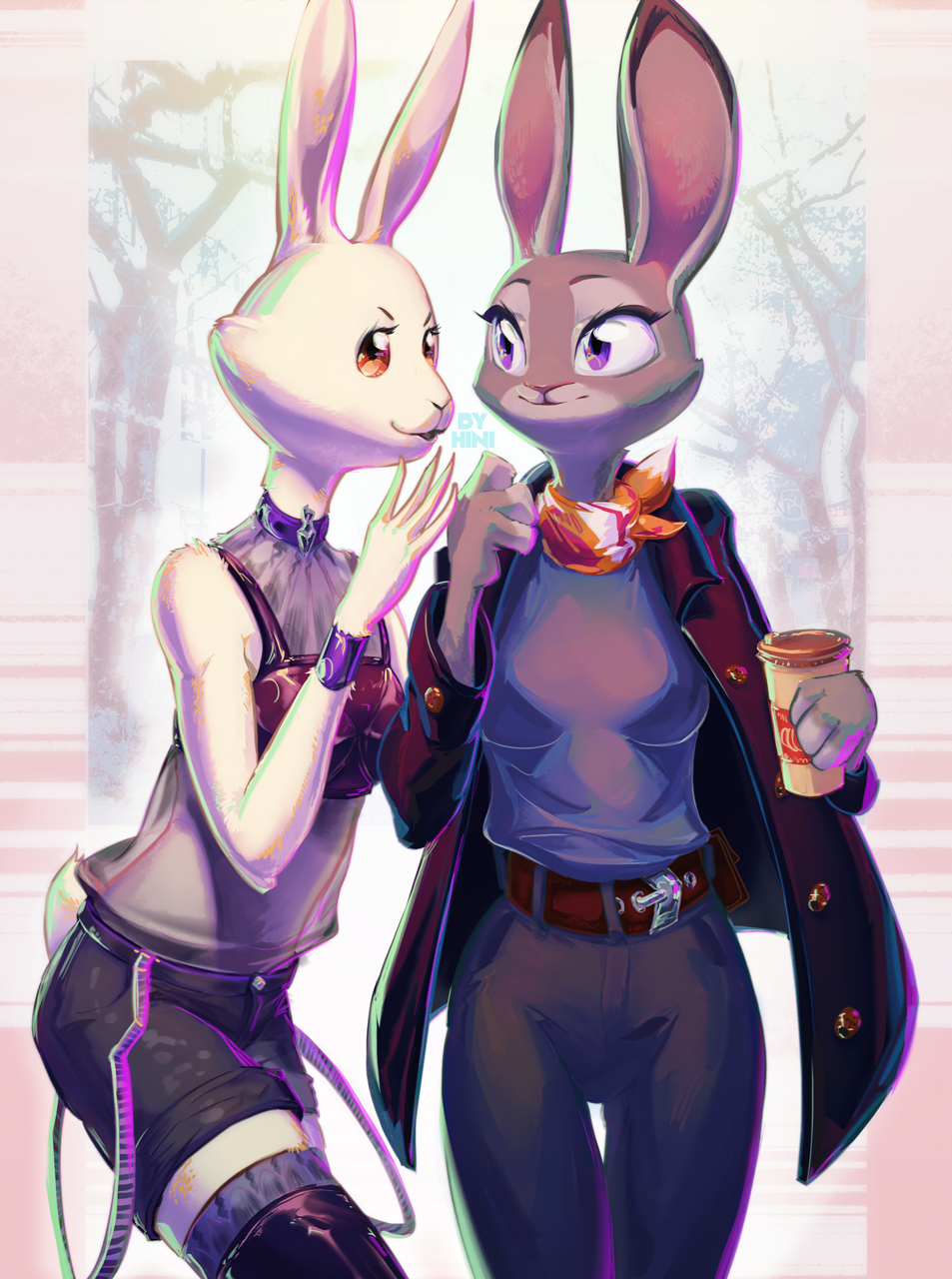 Bunny Gossip, Haru and Judy Hopps from Zootopia, art by me, Hini 3 r