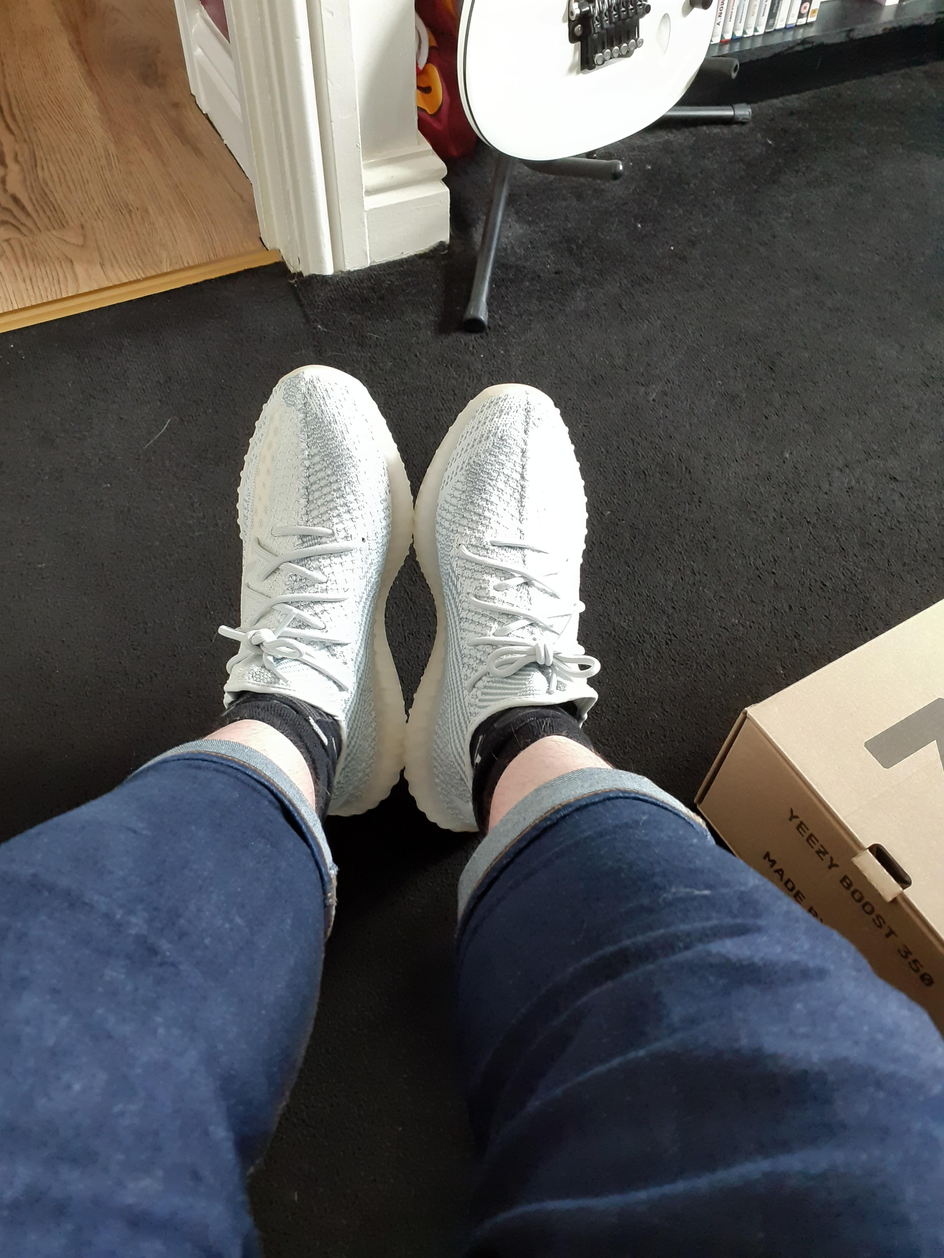 I brought my first pair of Yeezy's (Cloud White's). Does anyone have