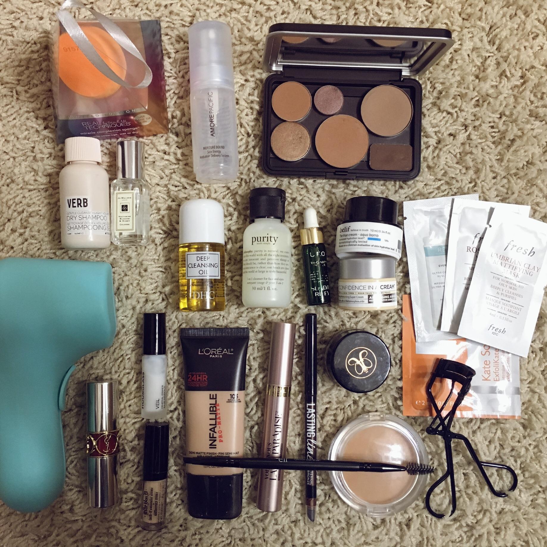 My Complete Travel Pack Makeup, Skincare AND Tools! r/makeupflatlays