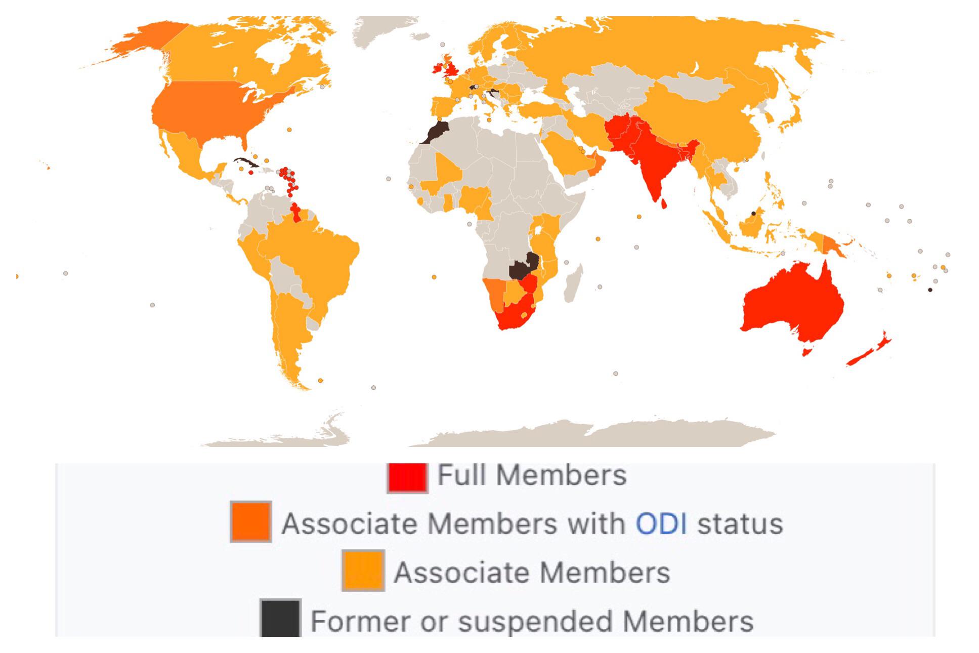 Members of the International Cricket Council (ICC) r/MapPorn