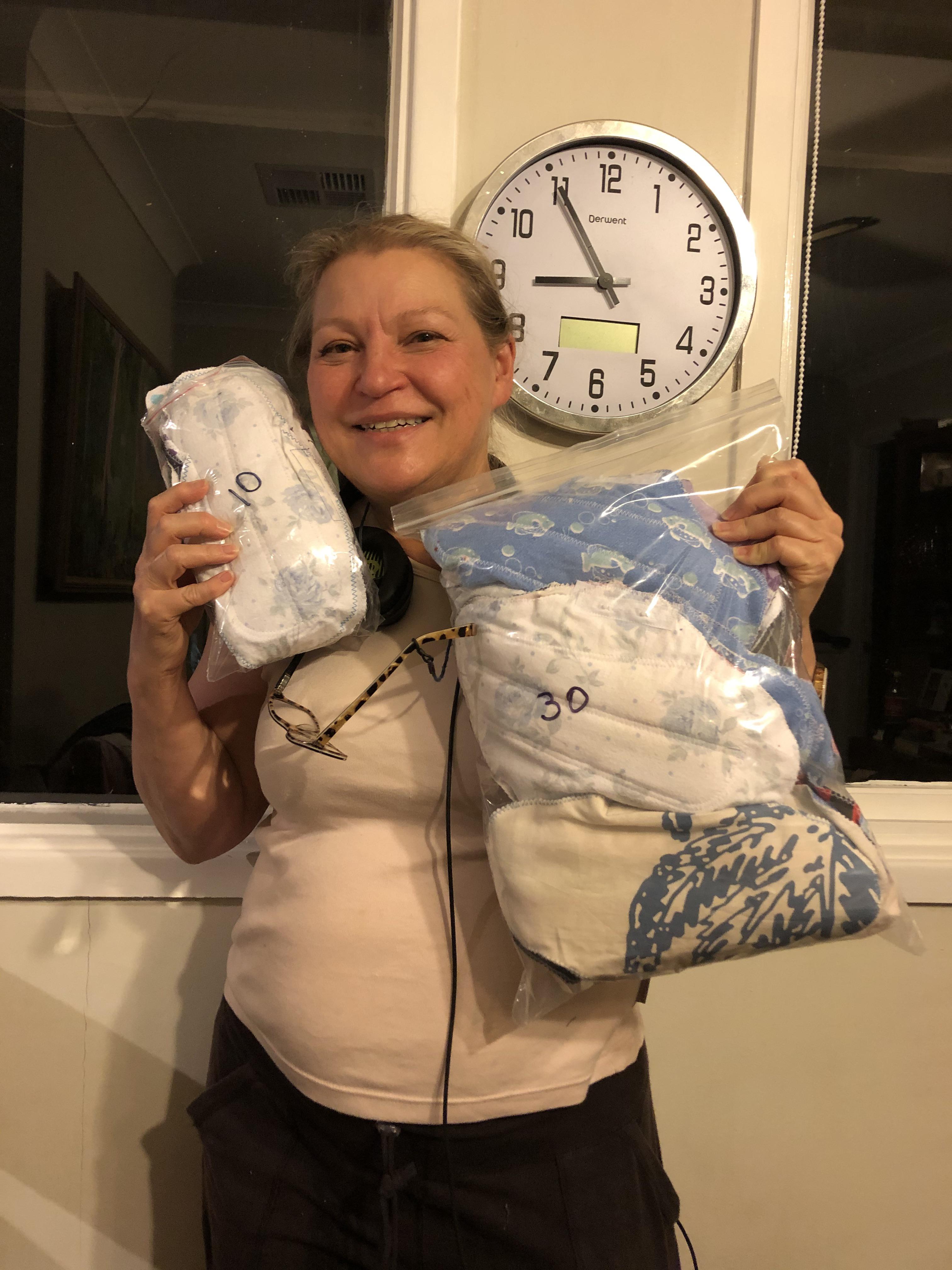 This is my mum. She’s making reusable pads for girls in PNG. Just