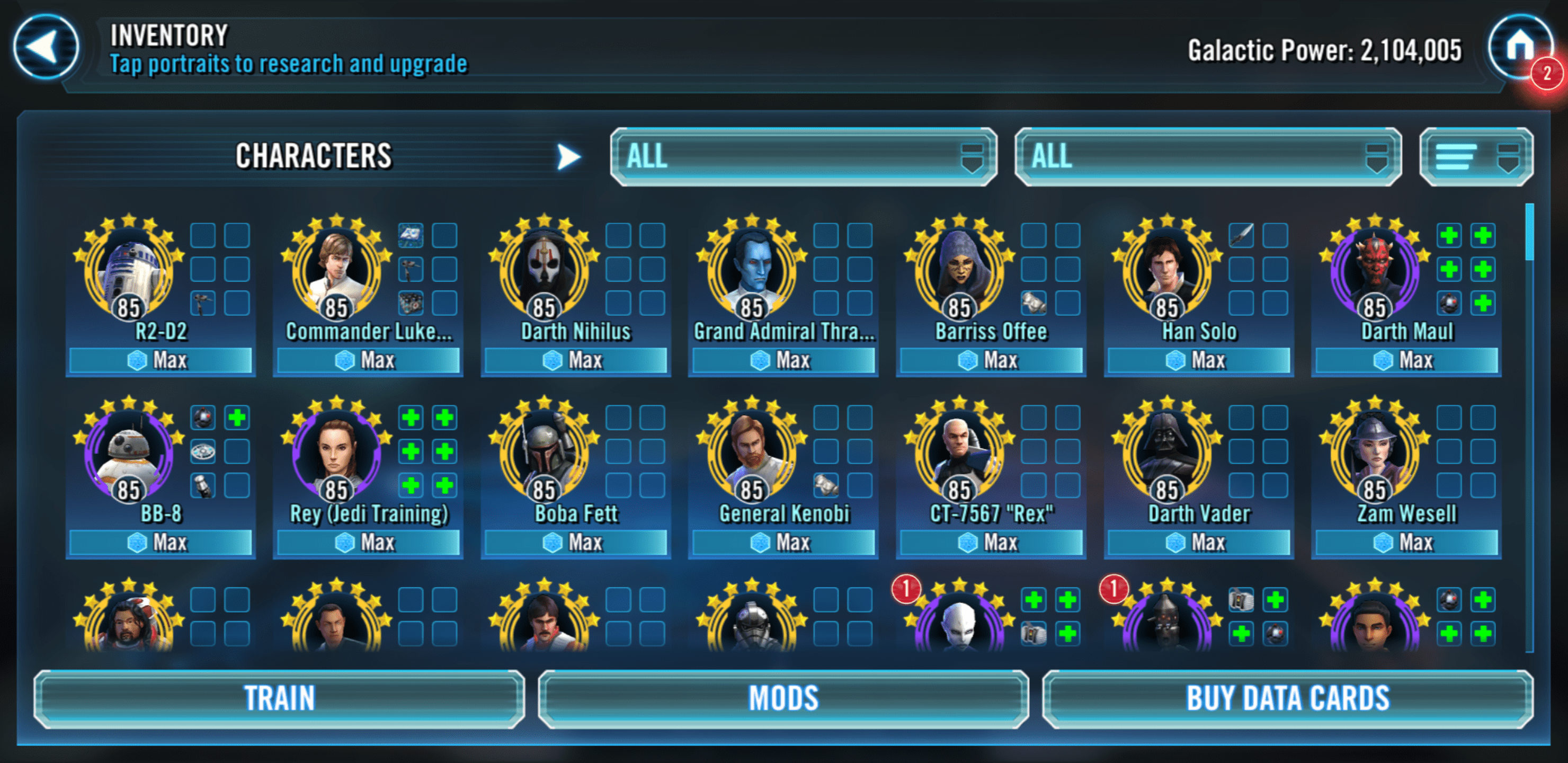 G8 unmodded Rey has more power than g12 modded Boba. SWGalaxyOfHeroes