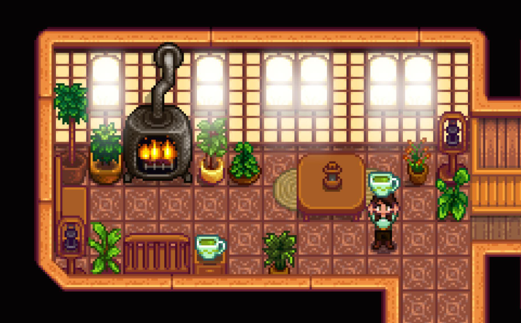 I made a sunroom/tea room in Stardew and I’m pretty happy with how it