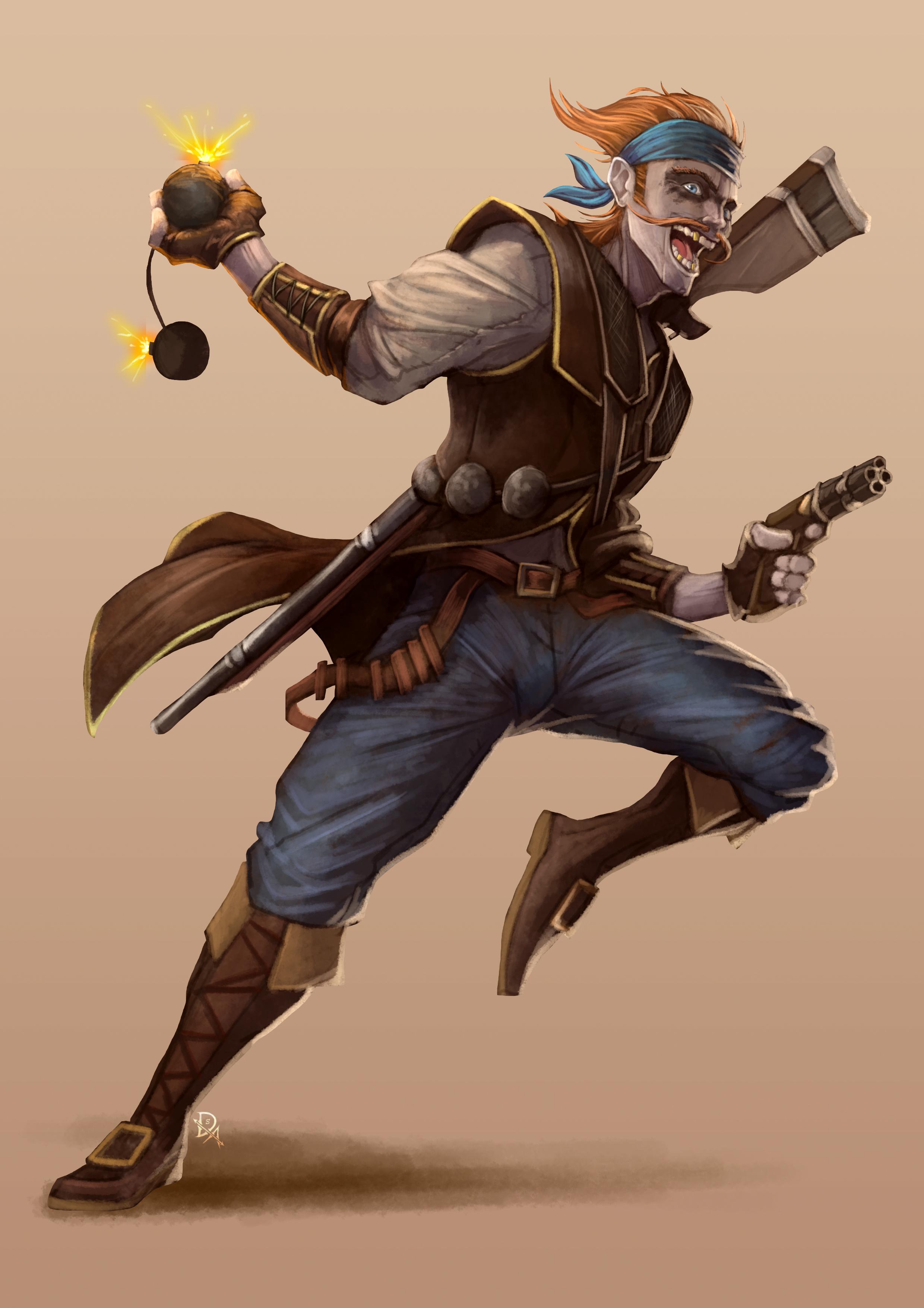 [OC] A man of explosive personality! Gunslinger Artificer Sailor r/DnD
