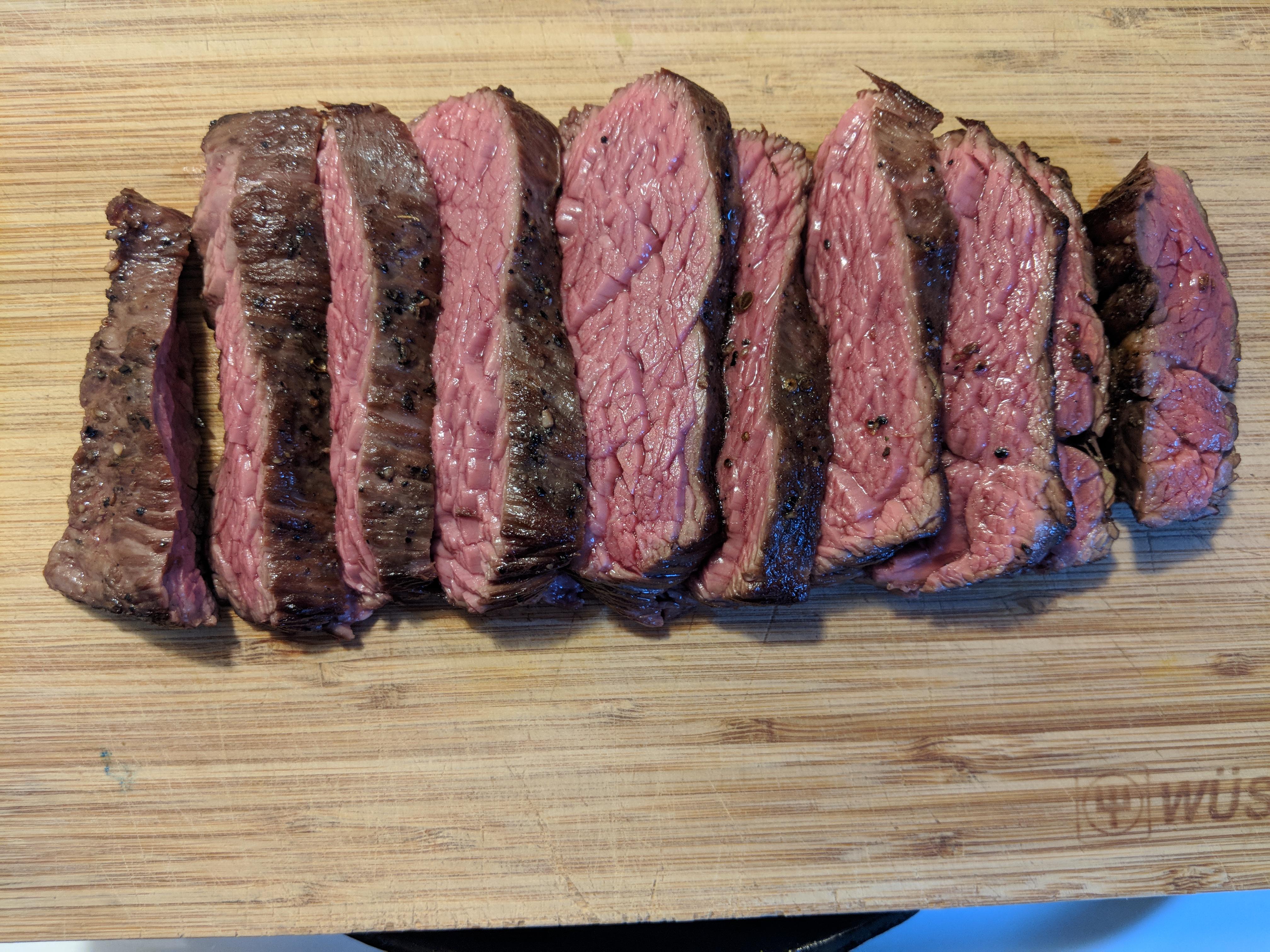 I cooked this Flap Steak (not a typo) Sous Vide 127° for 3 hours then