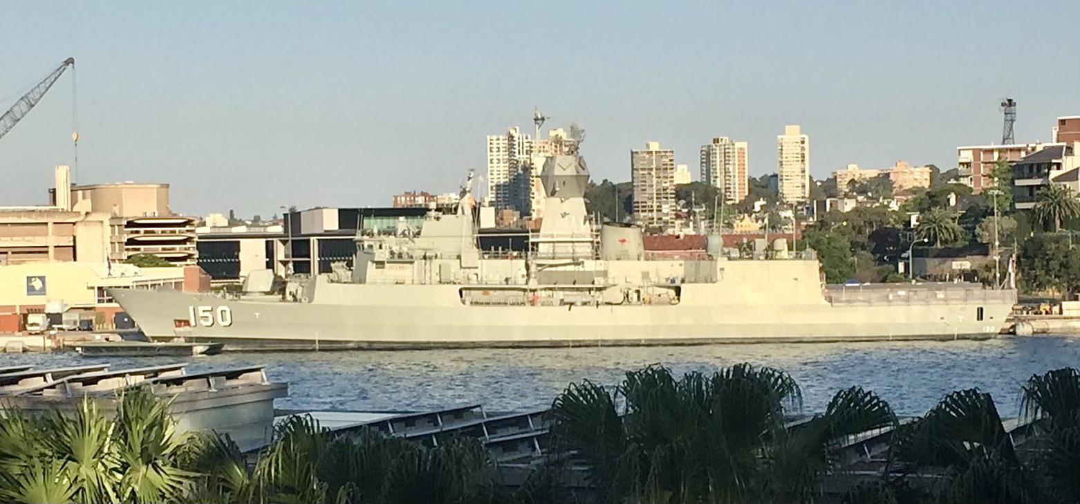 HMAS ANZAC at Fleet Base East just after receiving the ASMD upgrade