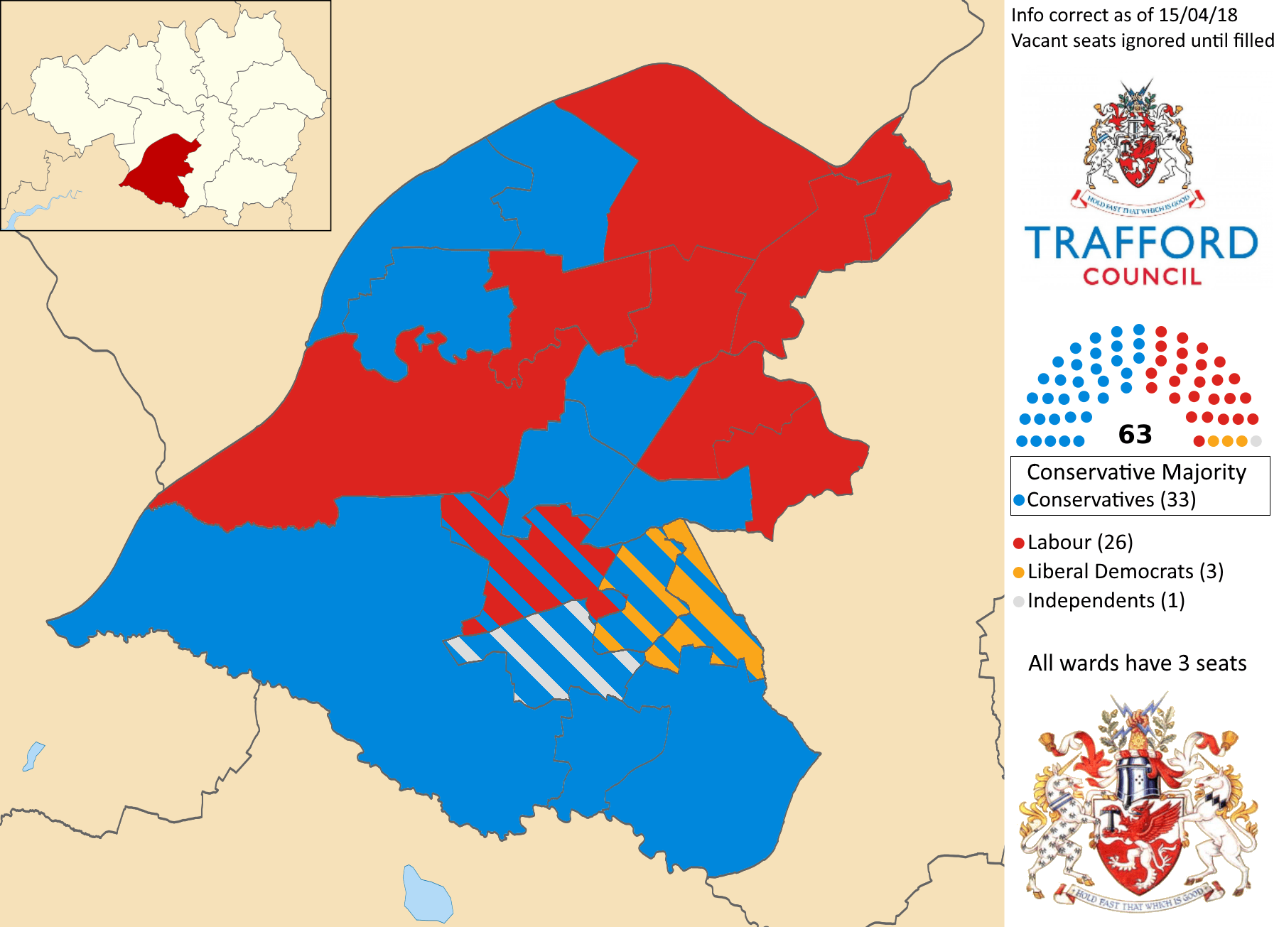 Trafford Council, UK, 15/04/2018 r/PoliticalMaps