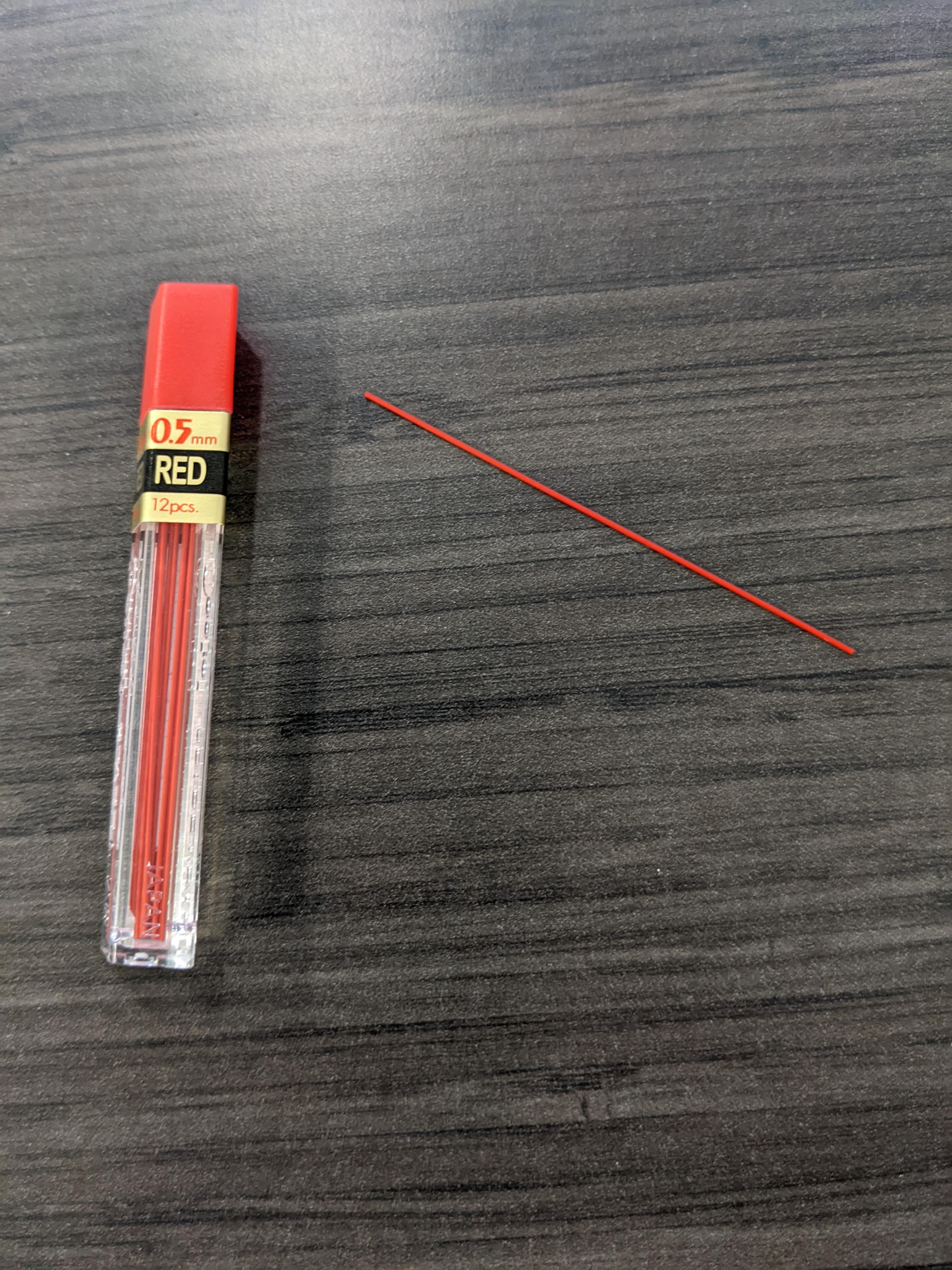 Came across red mechanical pencil graphite. r/mildlyinteresting