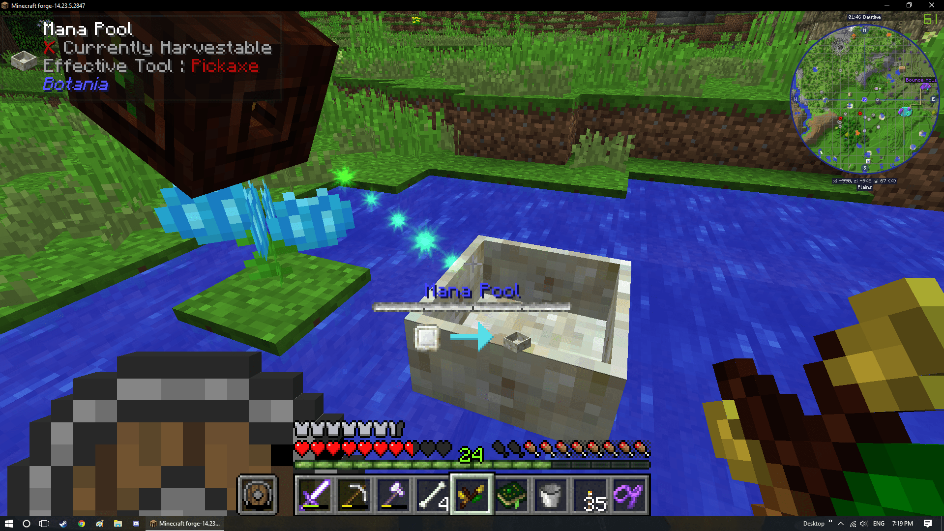 Trying to fill a mana pool, is this right? nothing is happening r/botania