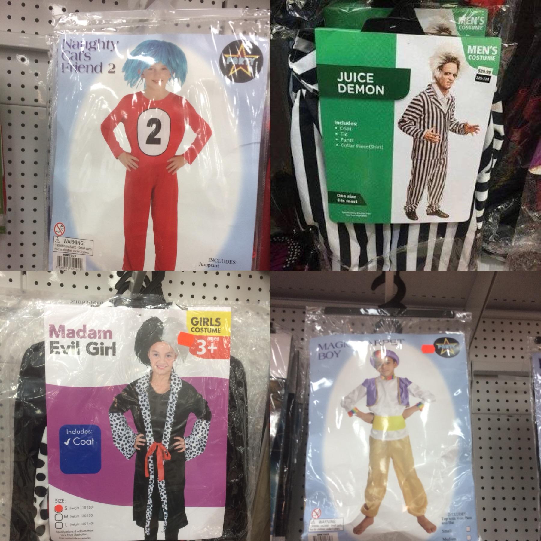 A collage of dollar store costumes r/crappyoffbrands