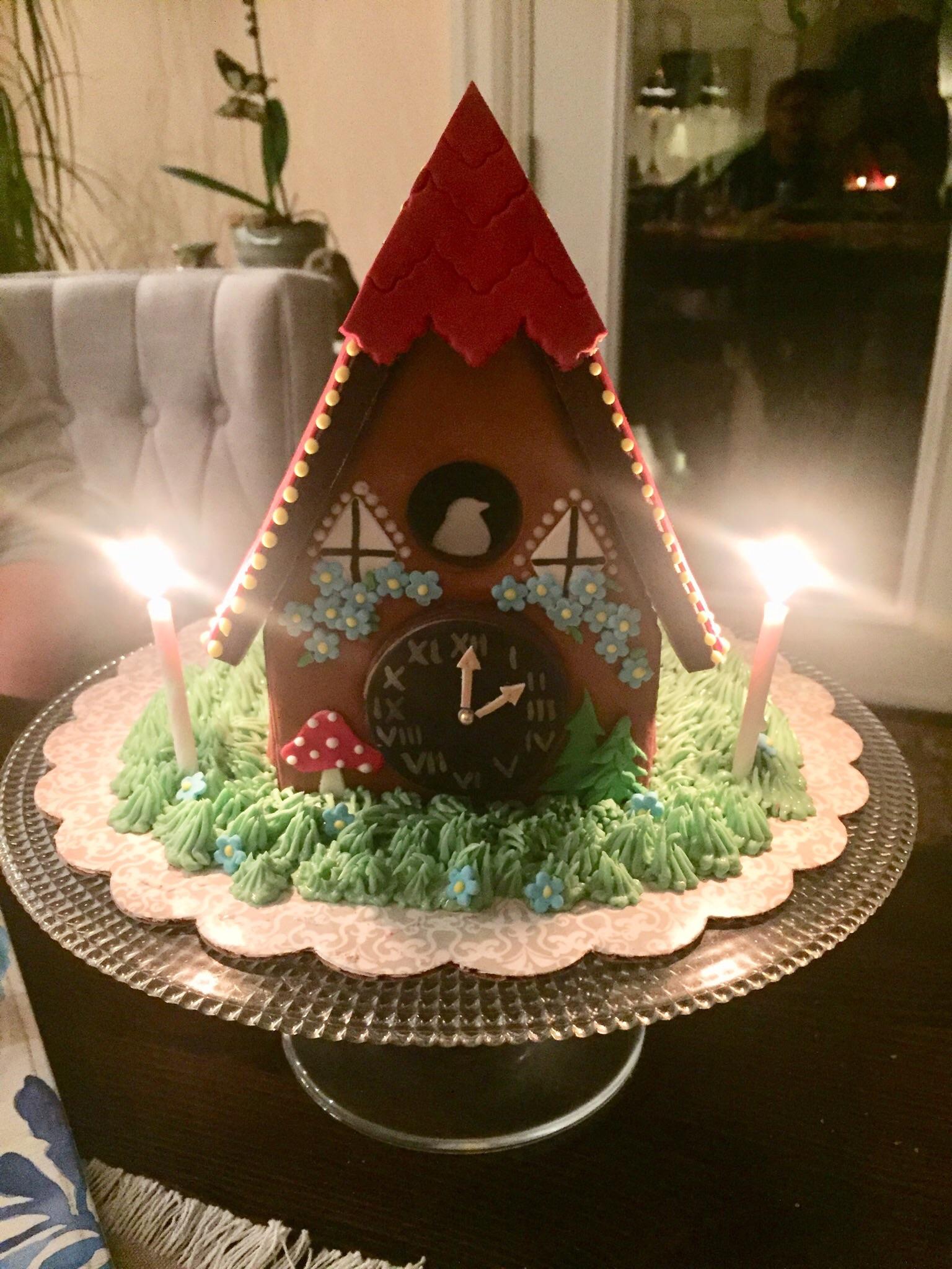 My mom’s birthday “cake”! A chocolate shortbread cuckoo clock. r/Baking