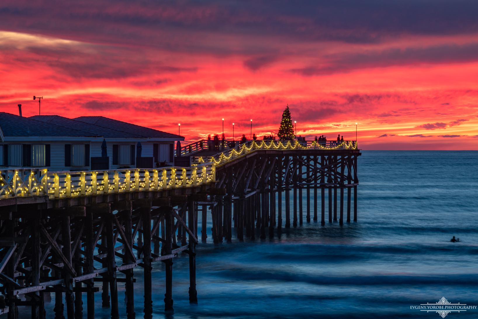 Crystal Pier tonight. The Christmas Lights are on! sandiego