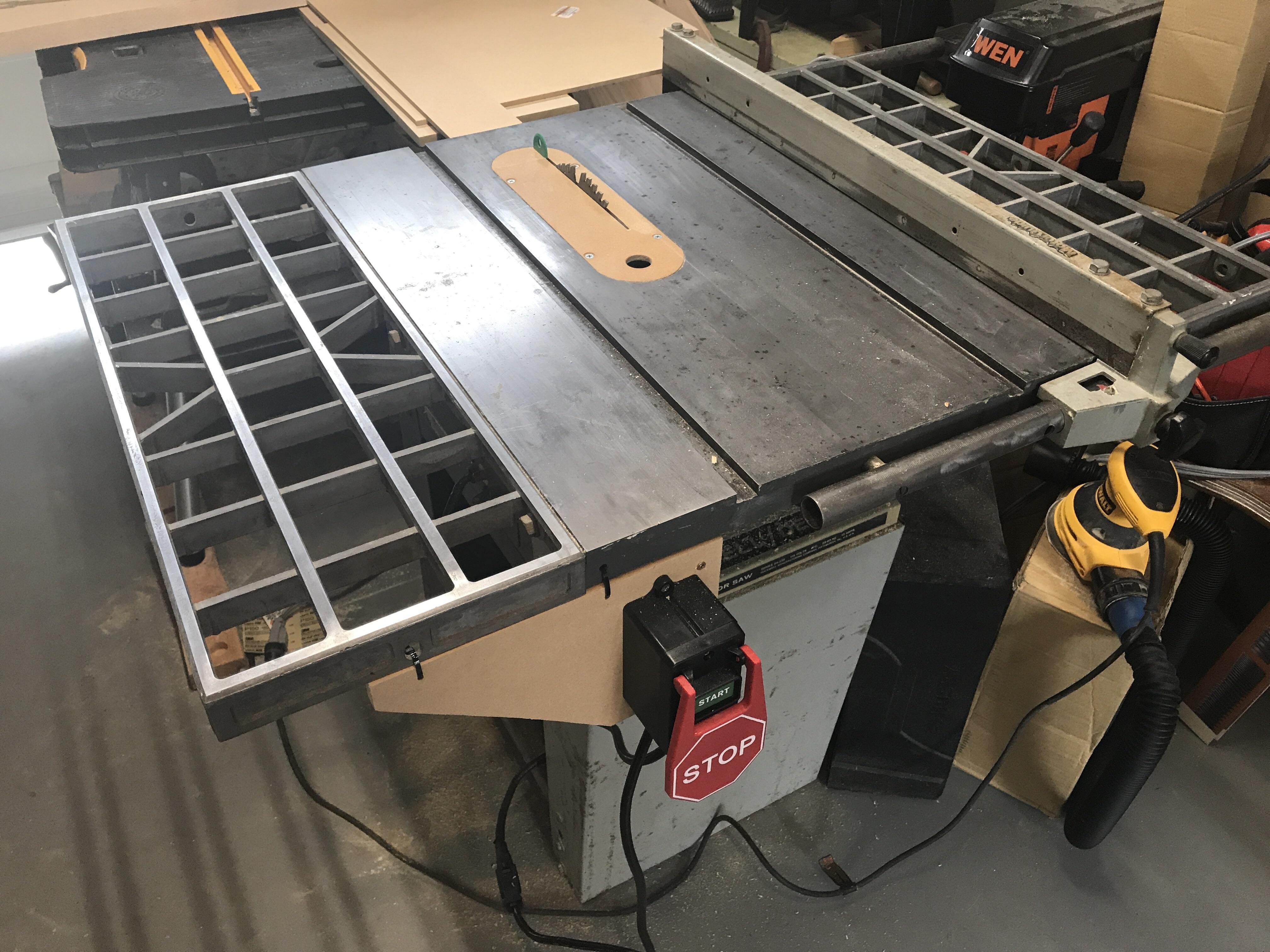 A couple of safety mods added to my very old delta table saw I got off