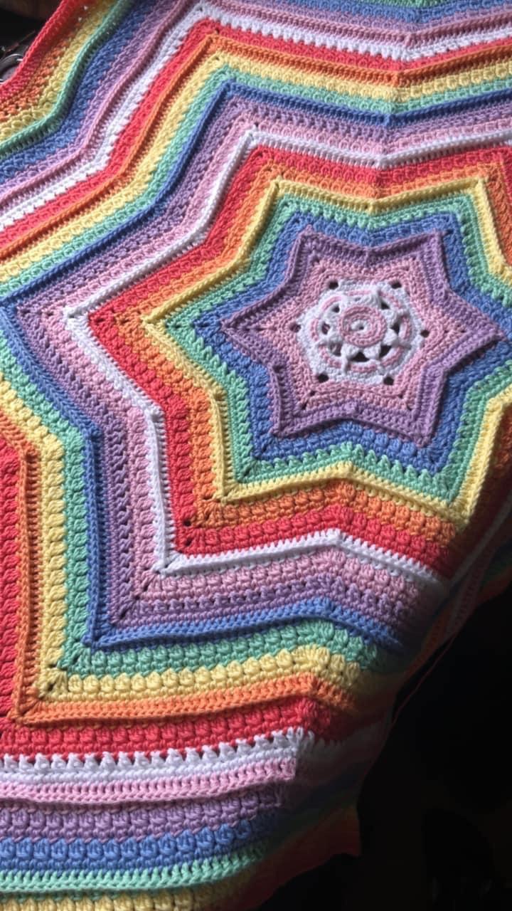 Rainbow Baby Blanket. Crochet, cotton yarn r/RainbowEverything