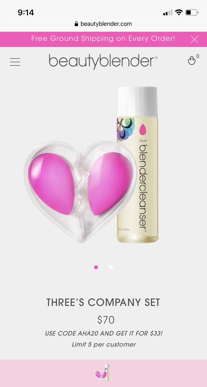 Two beauty blenders and a 10 oz liquid cleanser for 33 on their site