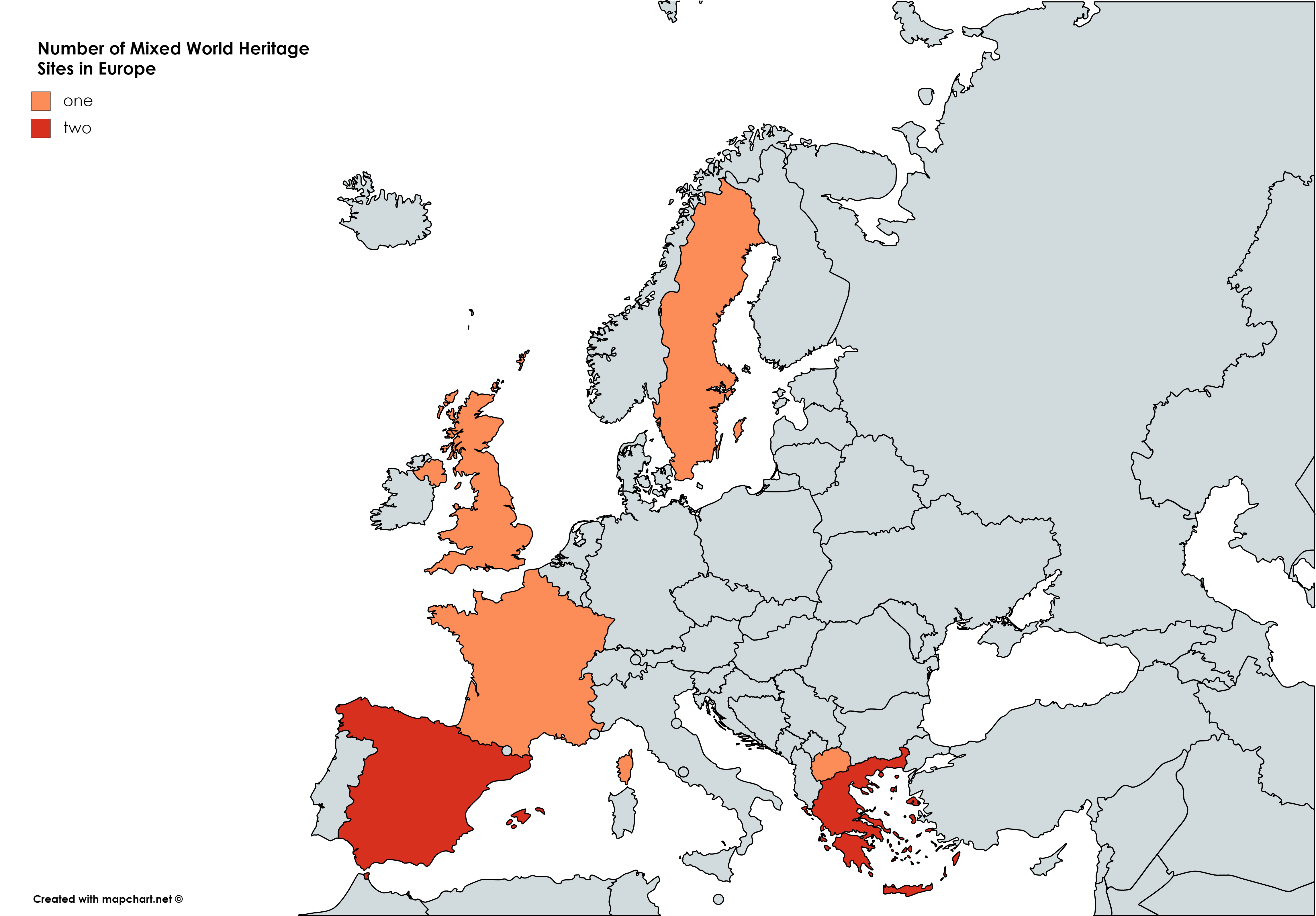 Number of Mixed World Heritage Sites in Europe r/europe