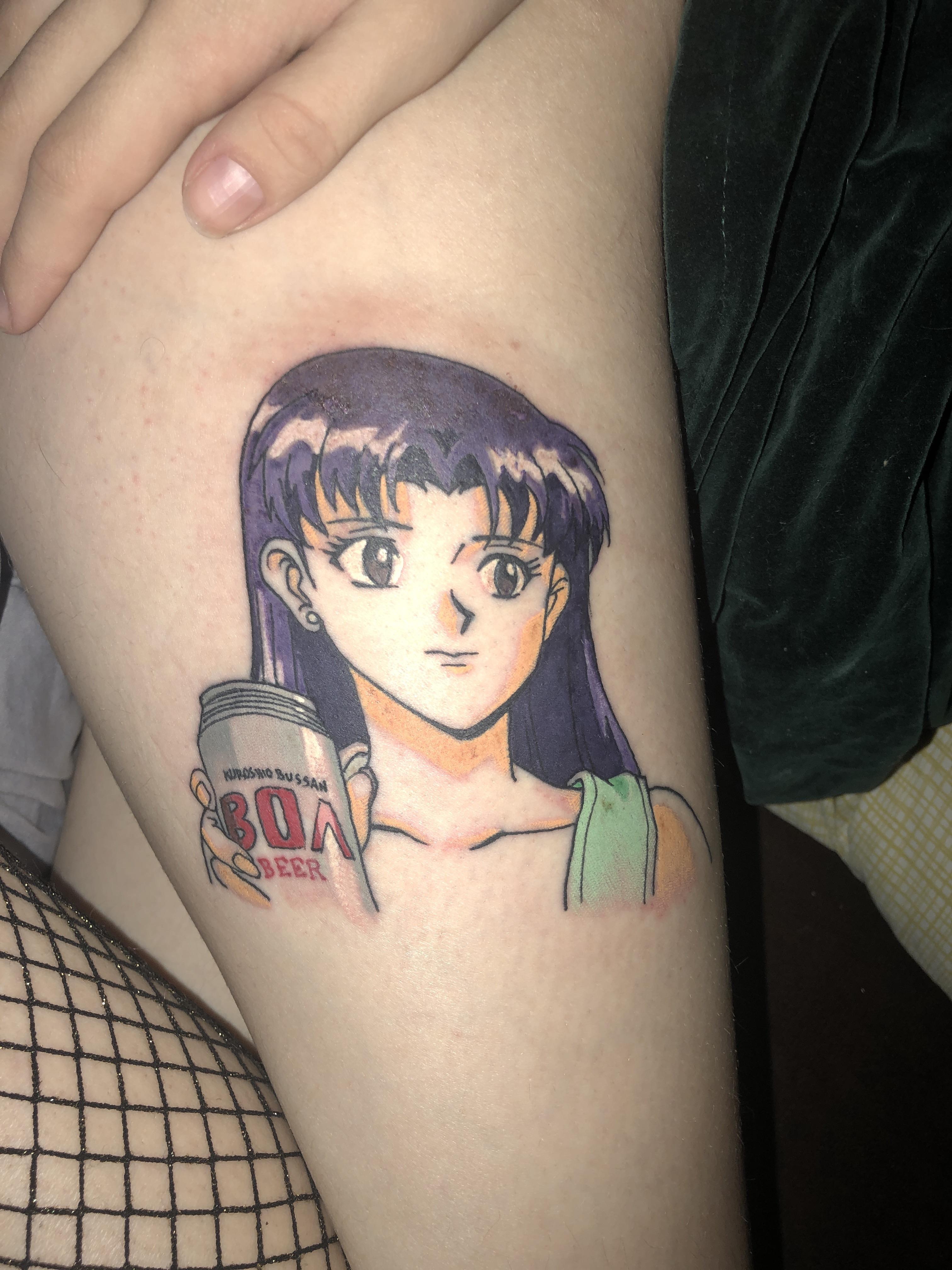 my tattoo of misato the day i got it done! evangelion