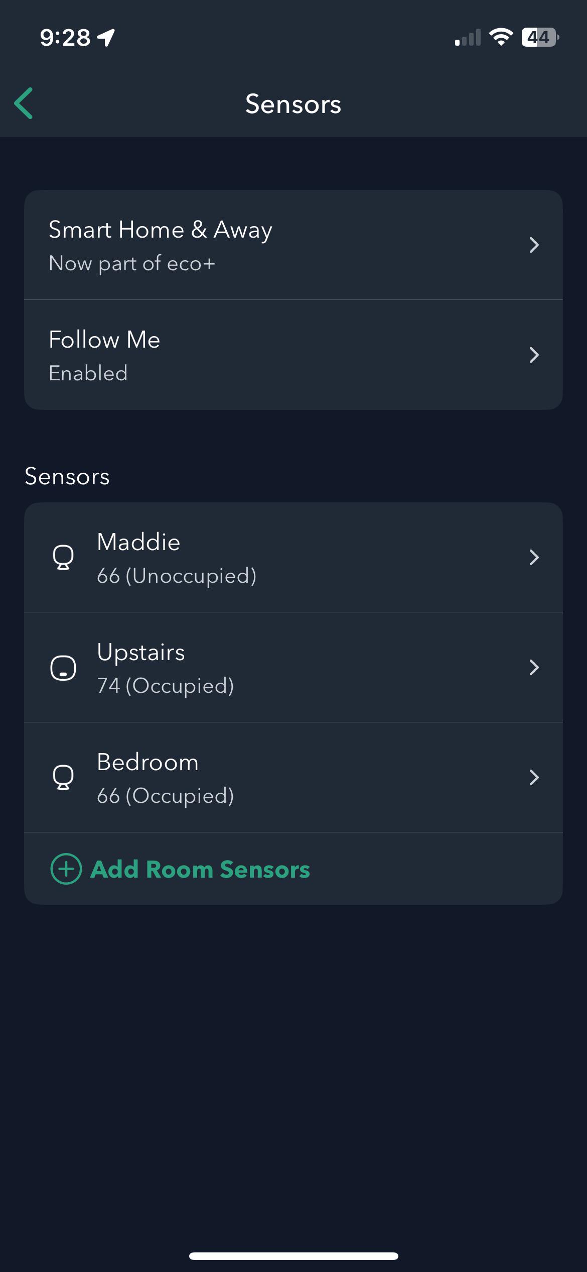 Trying to add a sensor but nothing happens in app if I click “add room