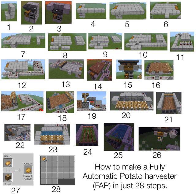 How to build an automatic potato farm that cooks the potatoes for you