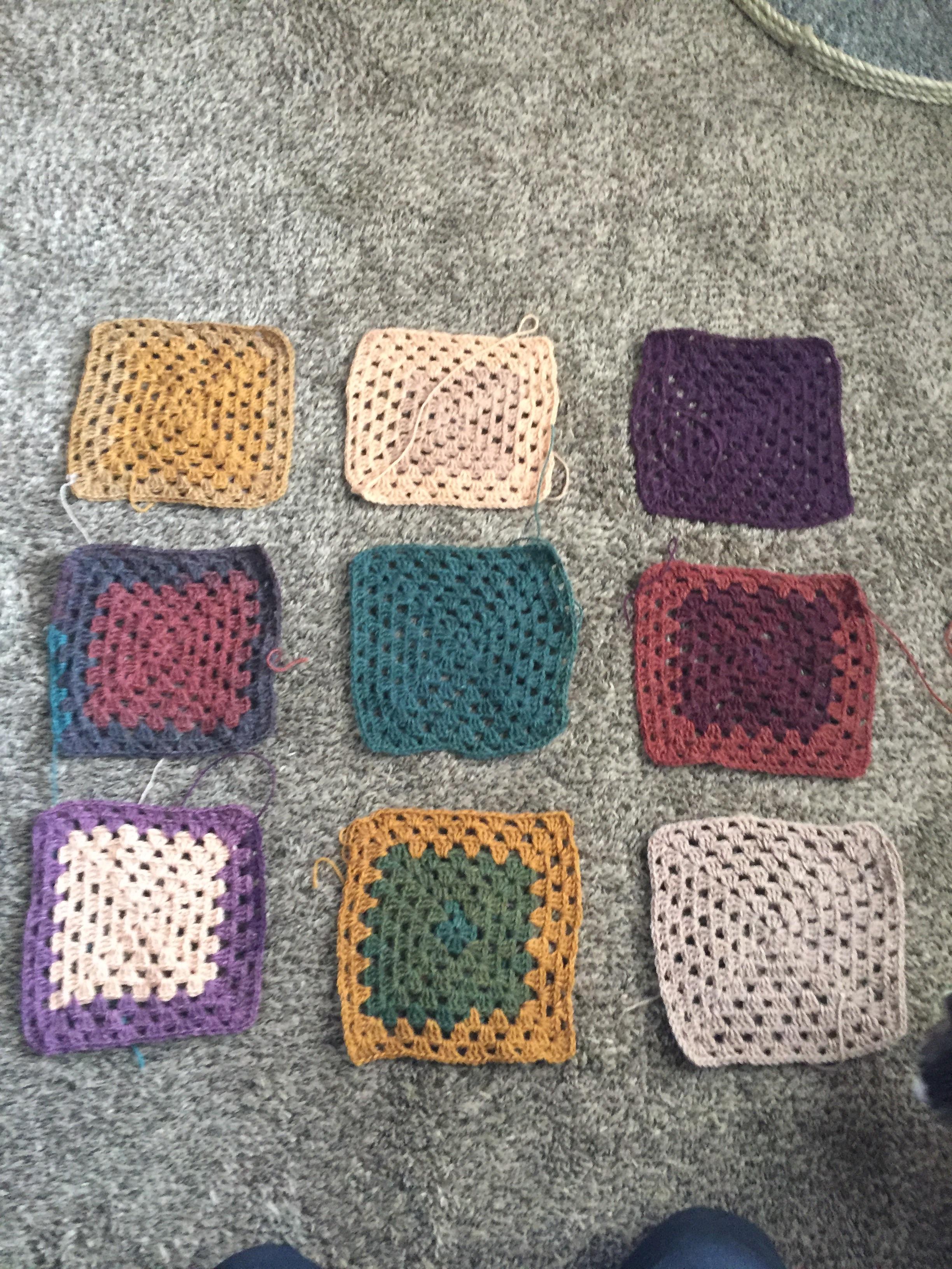 Granny square blanket with Mandala yarn in Warlock. Asking for advice
