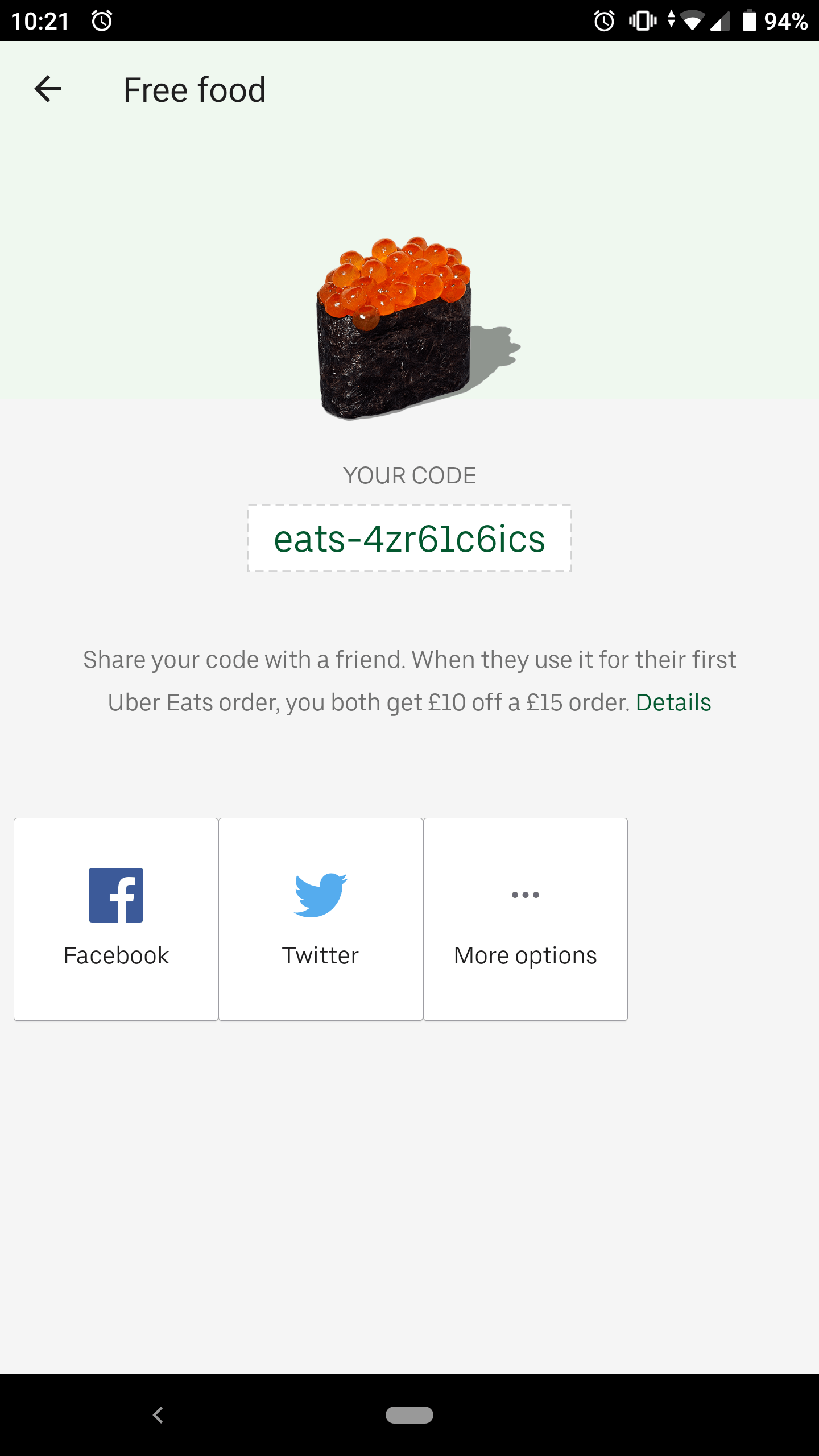 (UK) £10 off your first order of £15 or more from Uber Eats with code