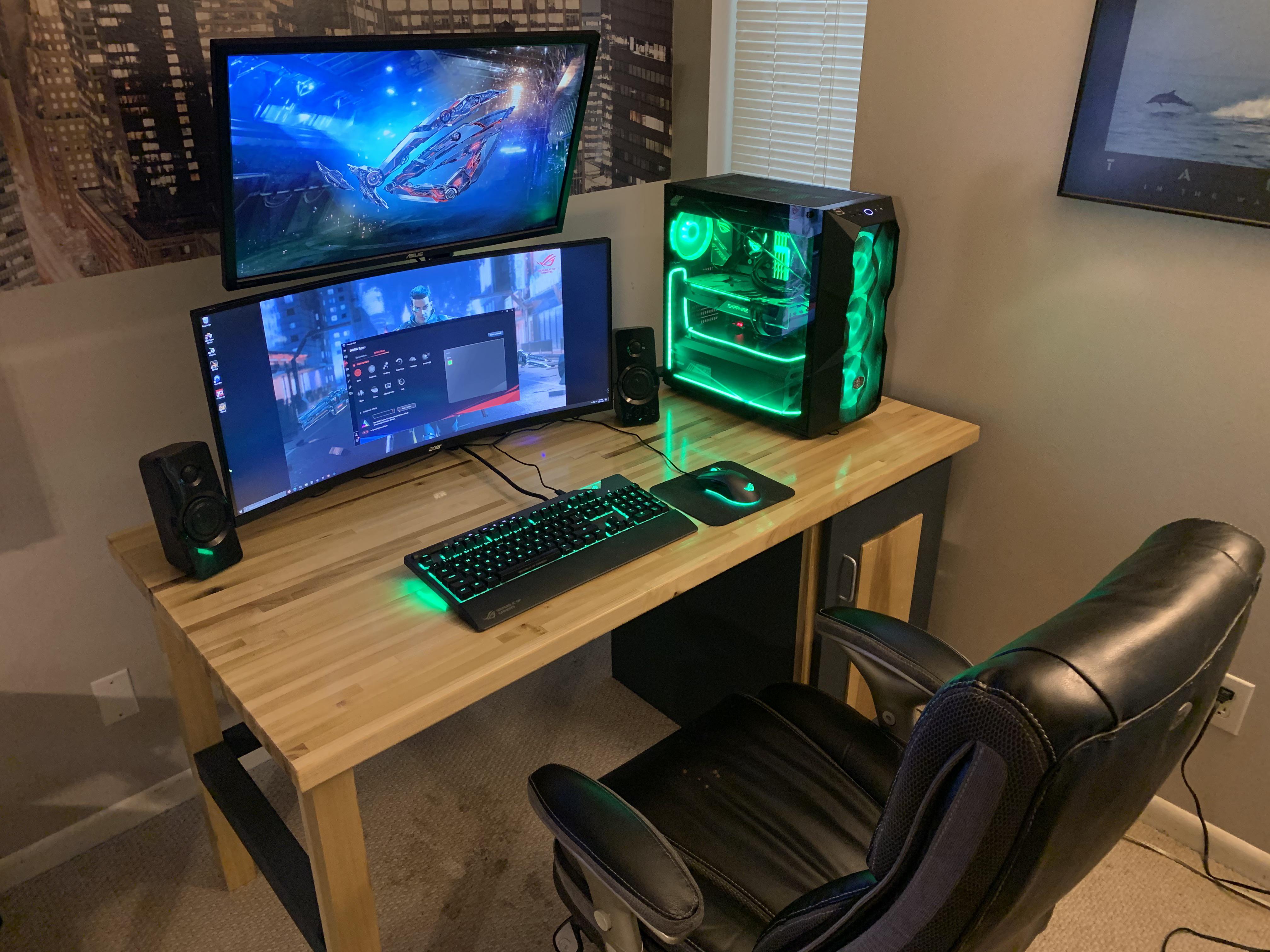 DIY Desk finished. Very happy with how it turned out. r/pcmasterrace