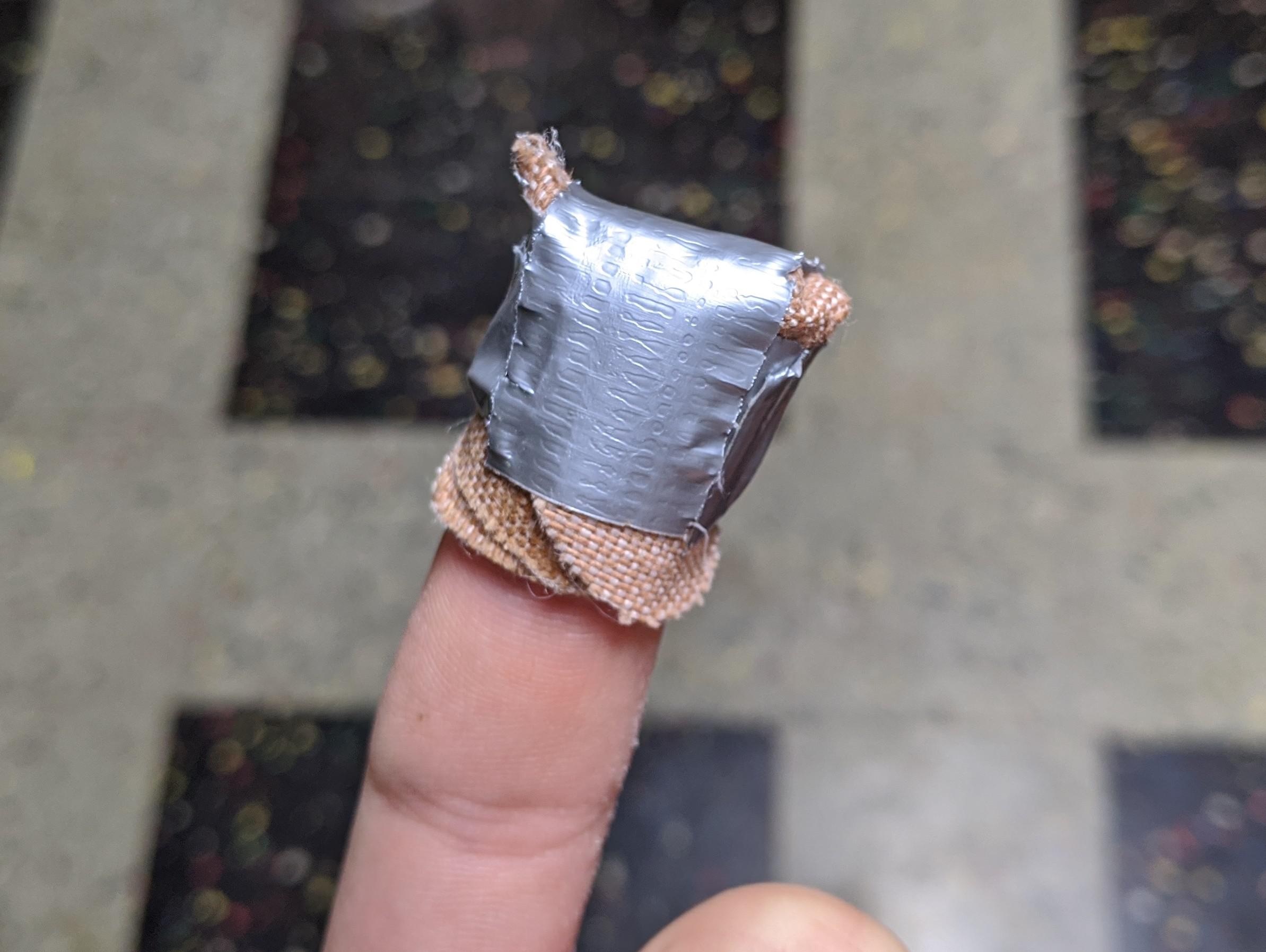 My friend is keeping his band aid on with duct tape r/redneckengineering