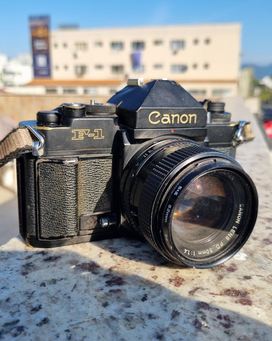 Got my first film camera. Canon f1 for roughly 40 bucks. Winder is stuck but will get it