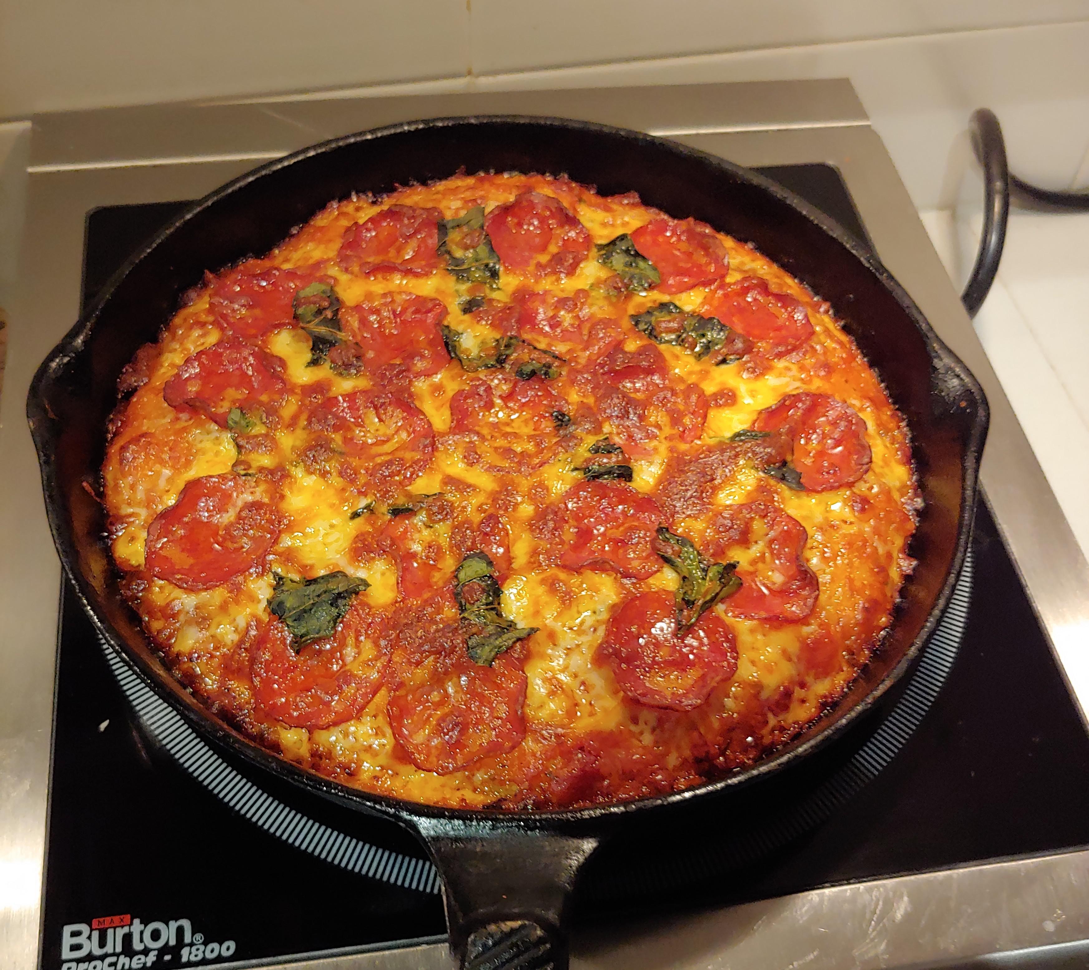 Cast Iron pan pizza, from Babish's recipe. Delicious! r/Pizza