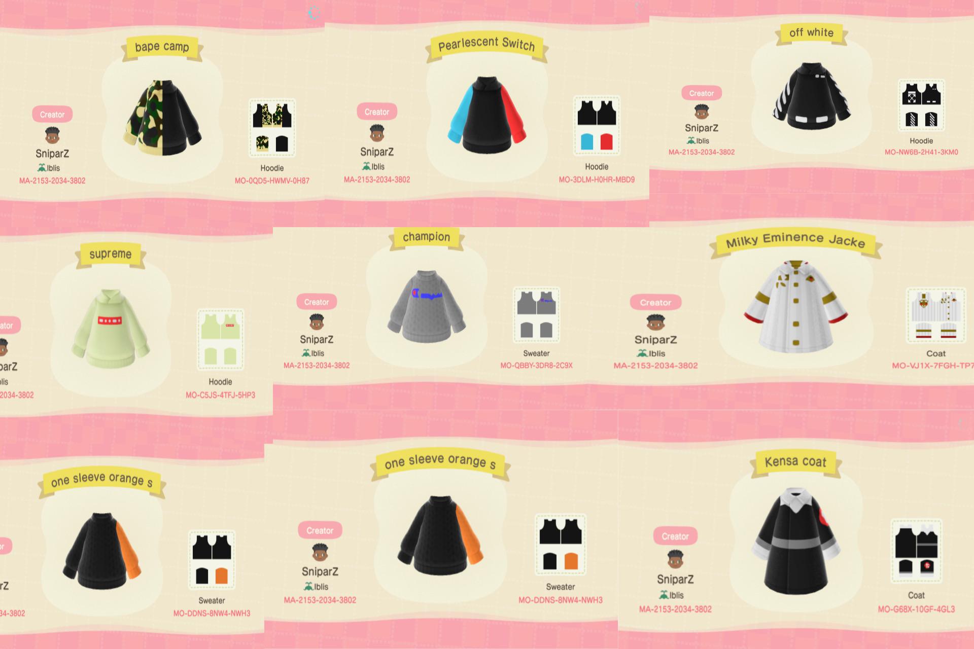 Rereleasing round codes! (Round 1) r/ACNHstreetwear